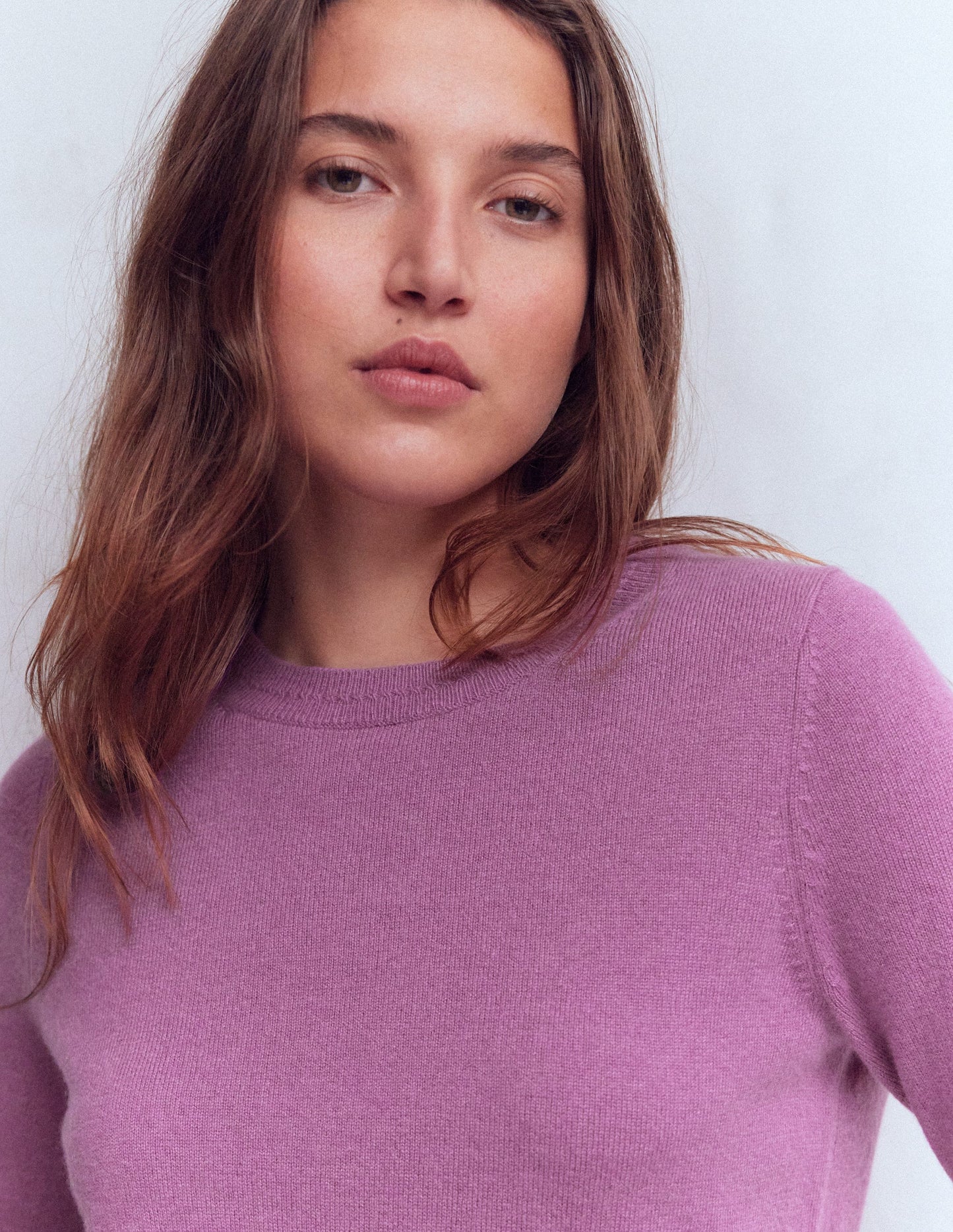 Eva Cashmere Crew Neck Sweater-Clover Purple
