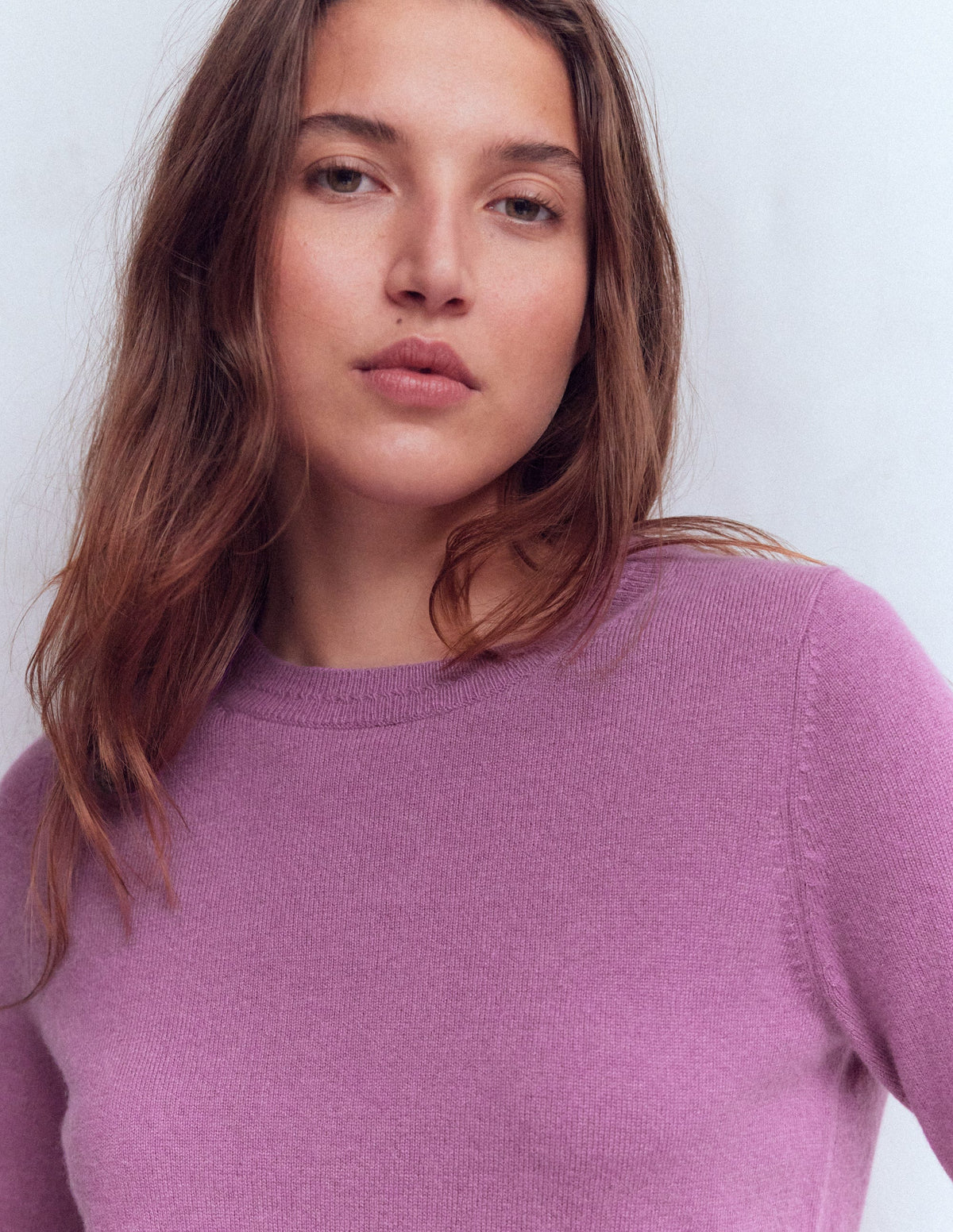 Eva Cashmere Crew Neck Sweater-Clover Purple - Image 2