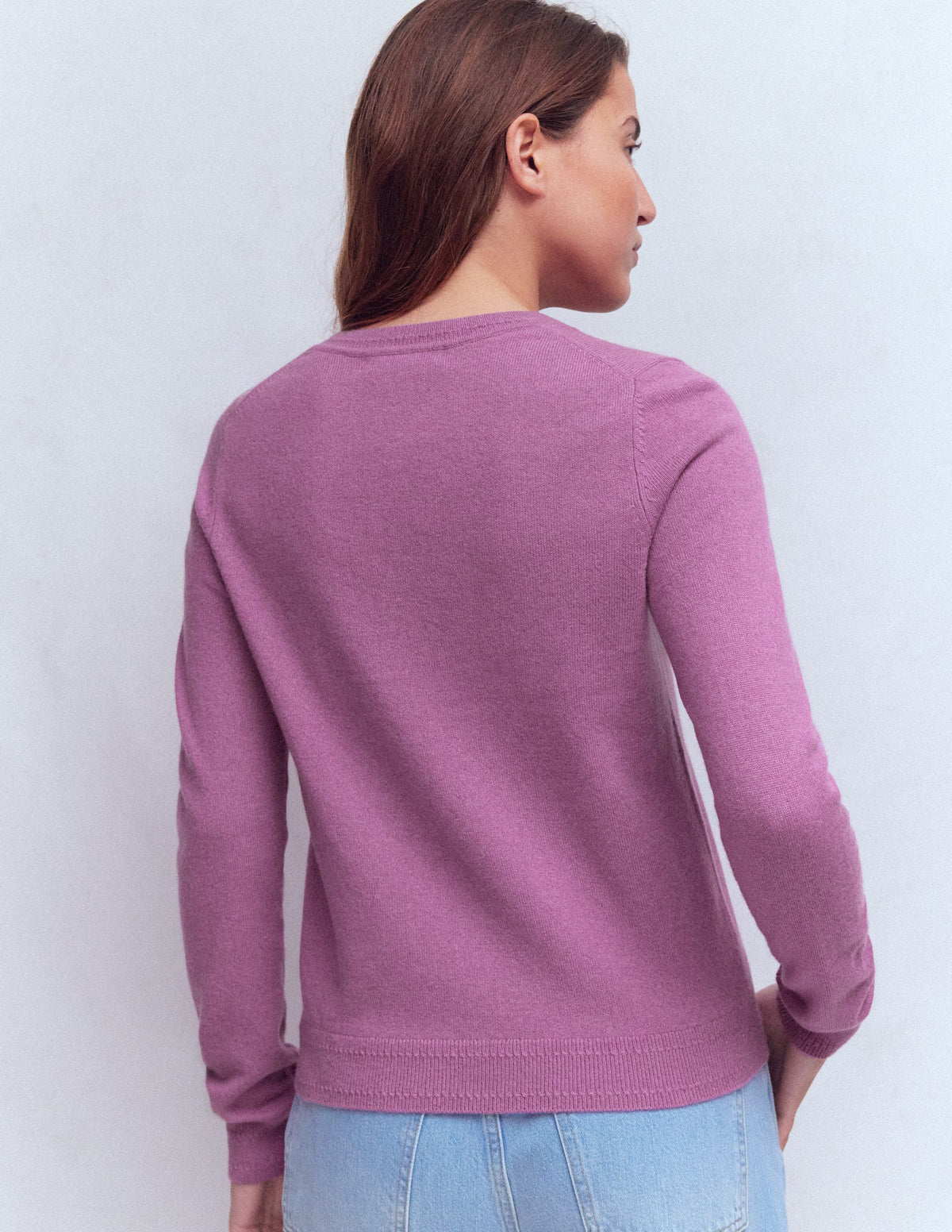 Eva Cashmere Crew Neck Sweater-Clover Purple - Image 4