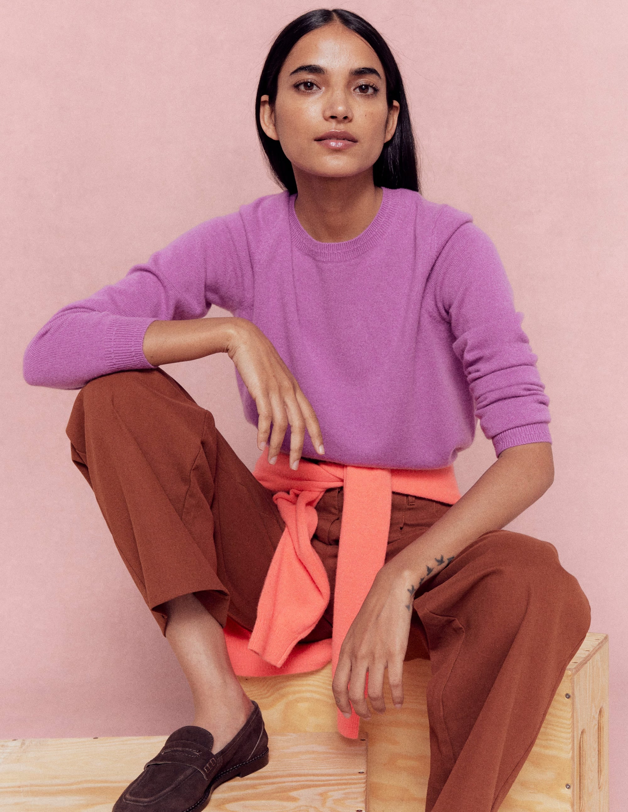 Eva Cashmere Crew Neck Sweater-Clover Purple - Image 6