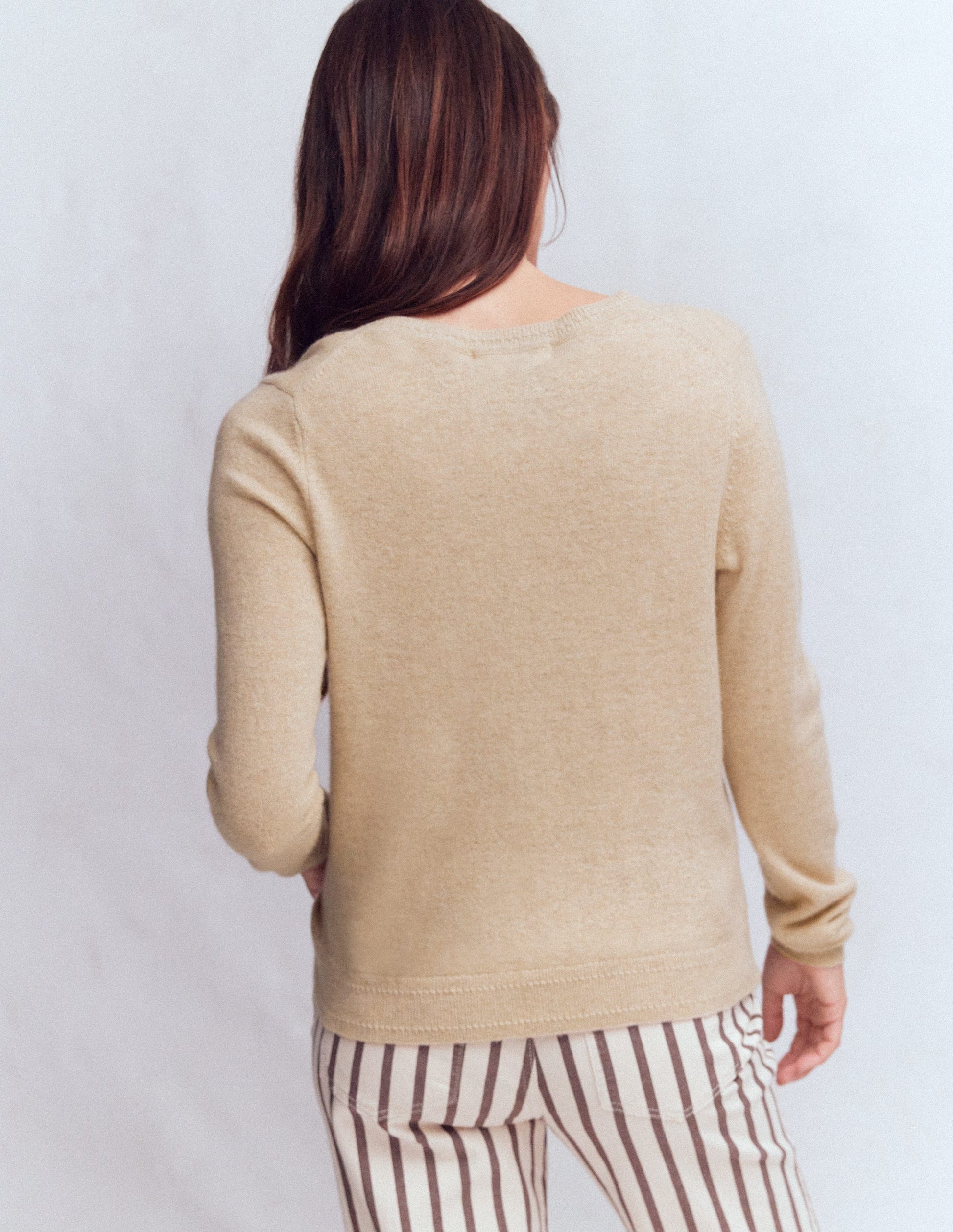 Eva Cashmere V-Neck Sweater-Chinchilla Melange-3