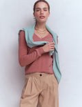 Eva Cashmere V-Neck Sweater-Camelia Pink