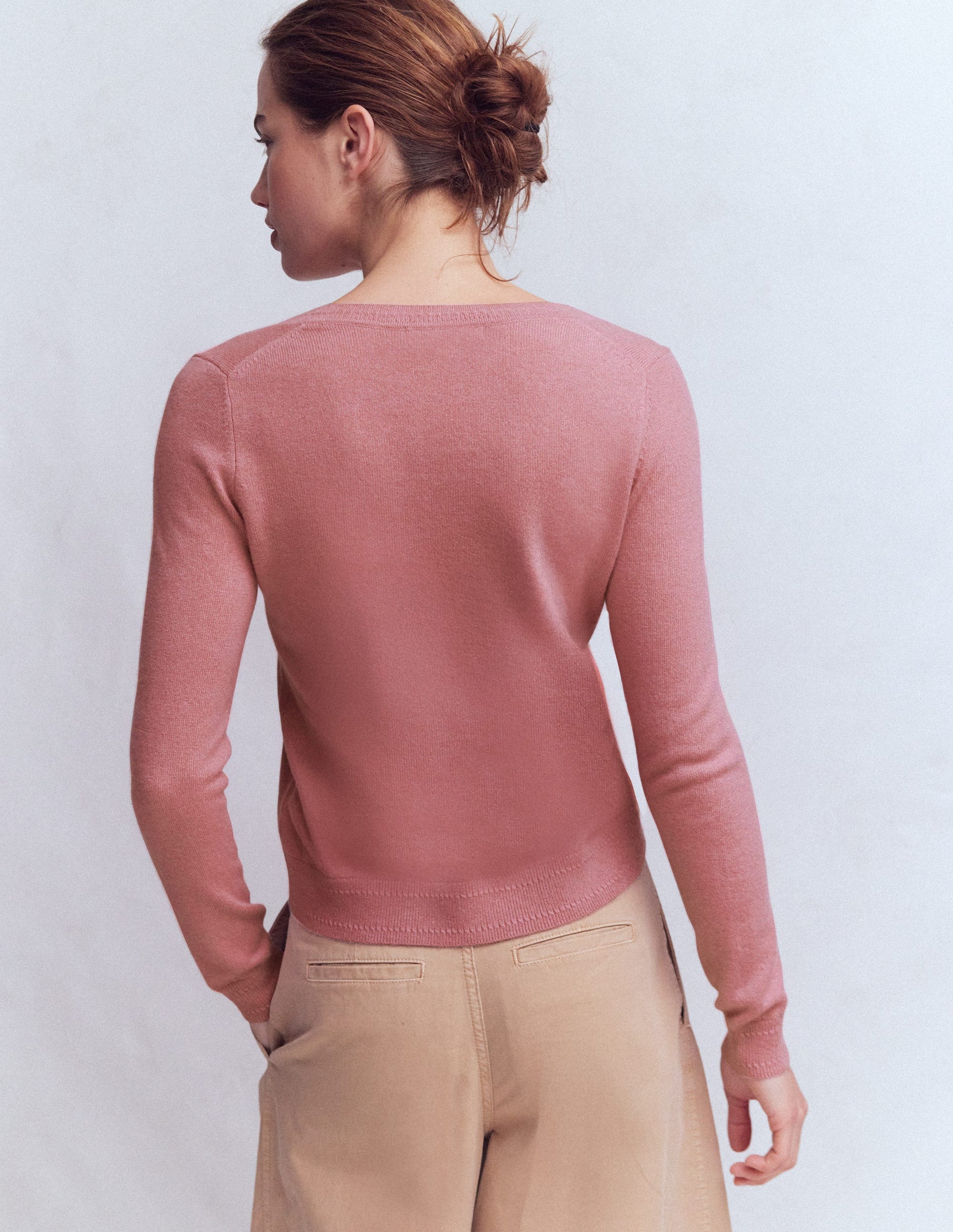 Eva Cashmere V-Neck Sweater-Camelia Pink-3