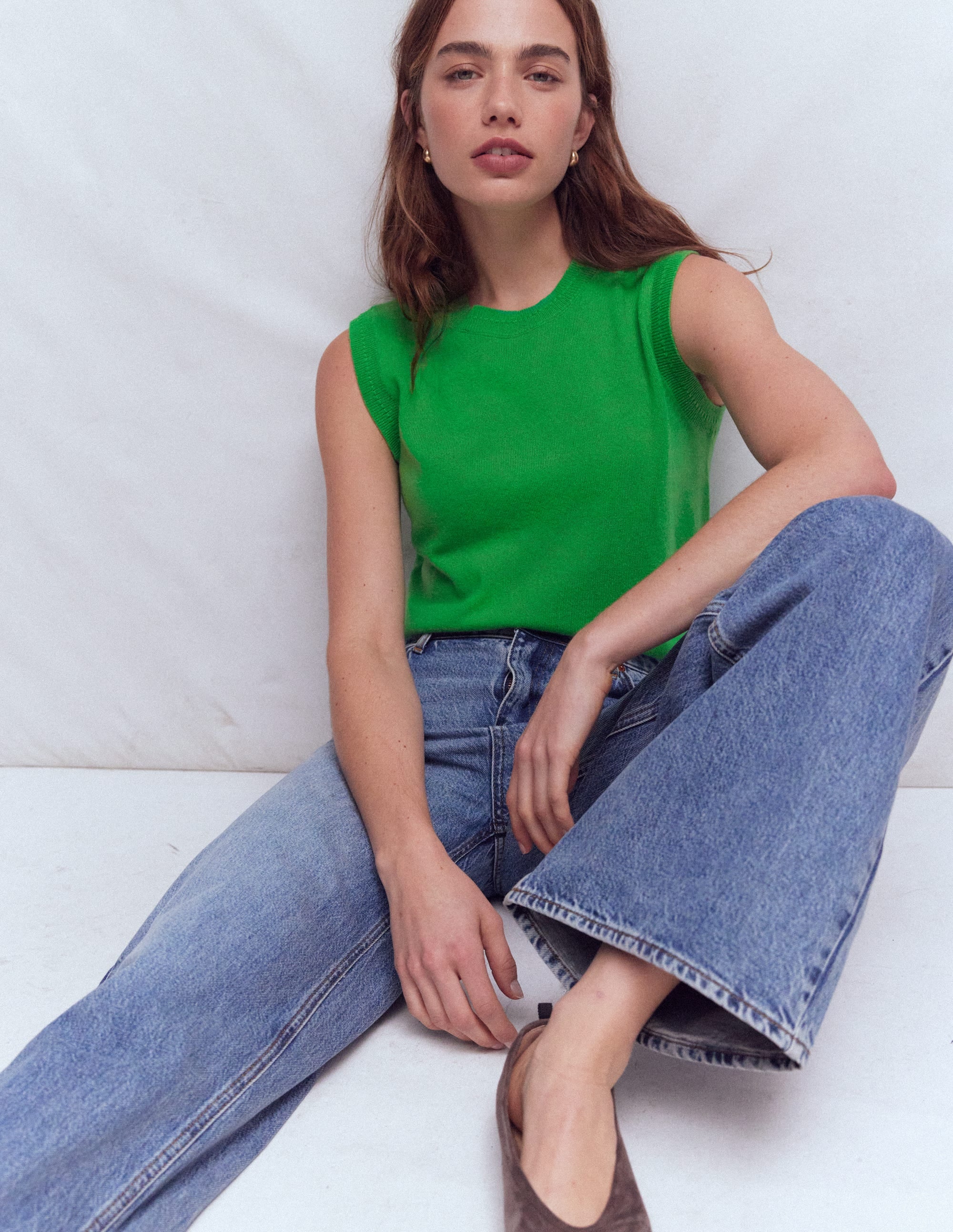 Eva Cashmere Vest-Sapling Green | Boden USA