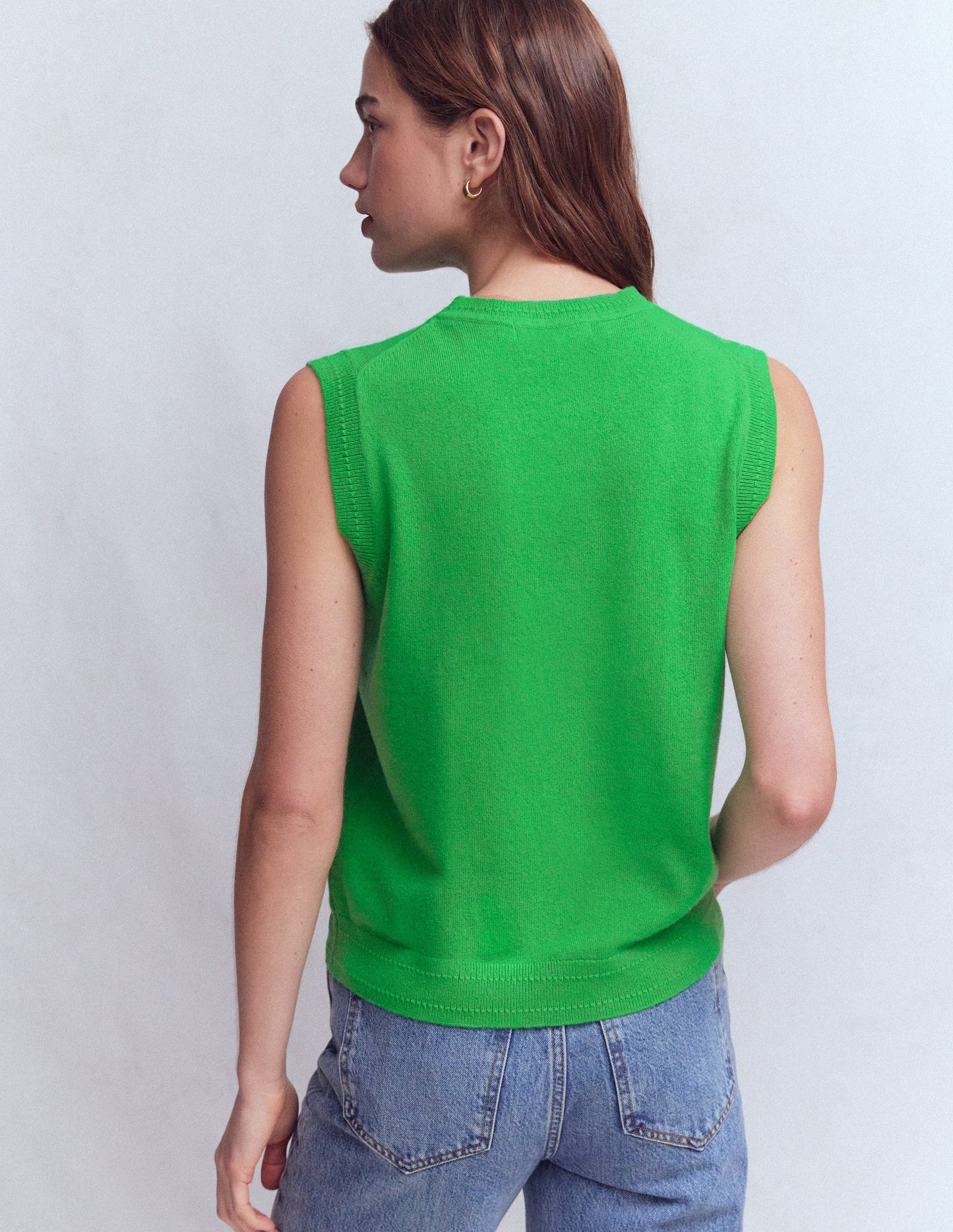 Eva Cashmere Vest-Sapling Green