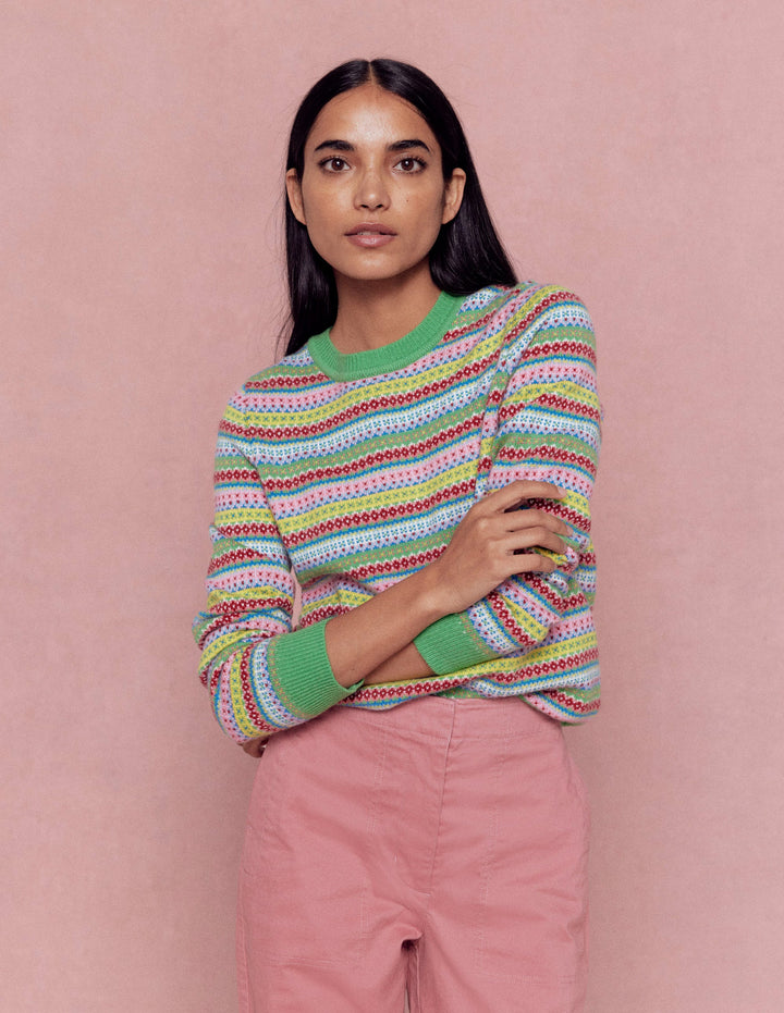 Edie Fair Isle Sweater-Multi, Heritage Geo