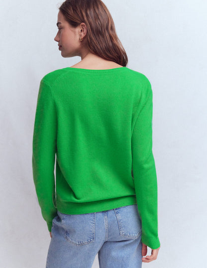 Eva Cashmere Crew Cardigan-Sapling Green-3