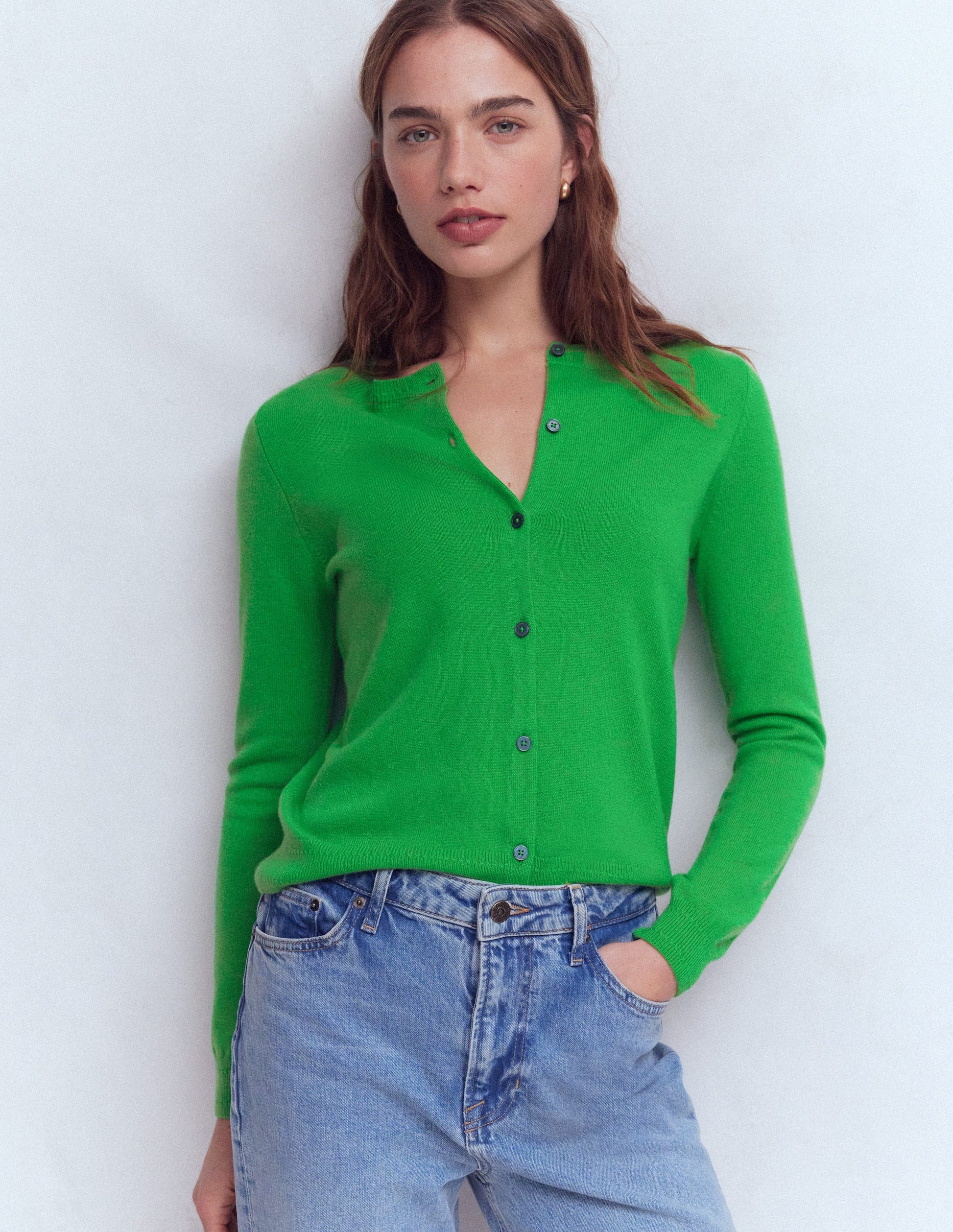 Eva Cashmere Crew Cardigan-Sapling Green-4