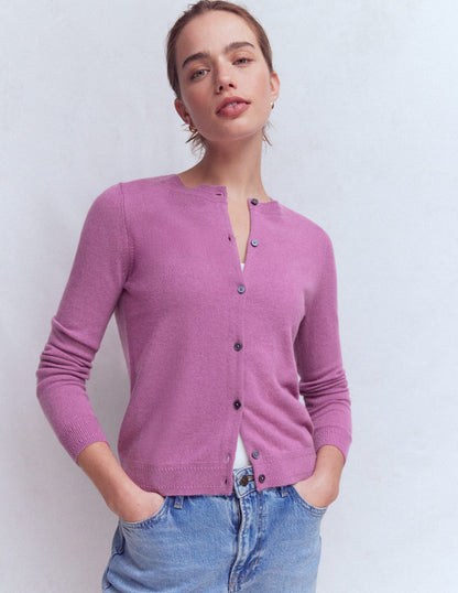 Eva Cashmere Crew Cardigan-Clover Purple-5