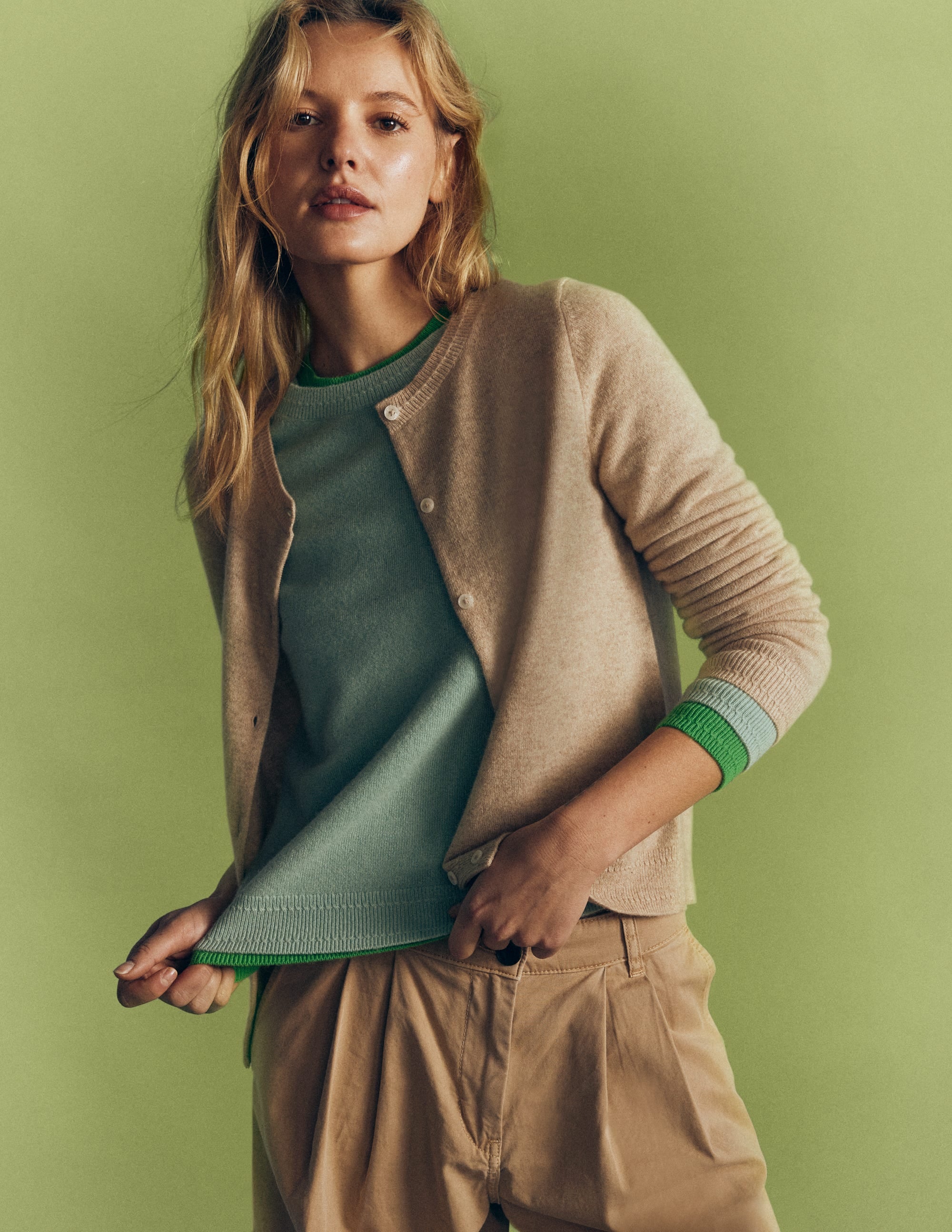 Eva Cashmere Crew Cardigan-Chinchilla Melange - Image 6