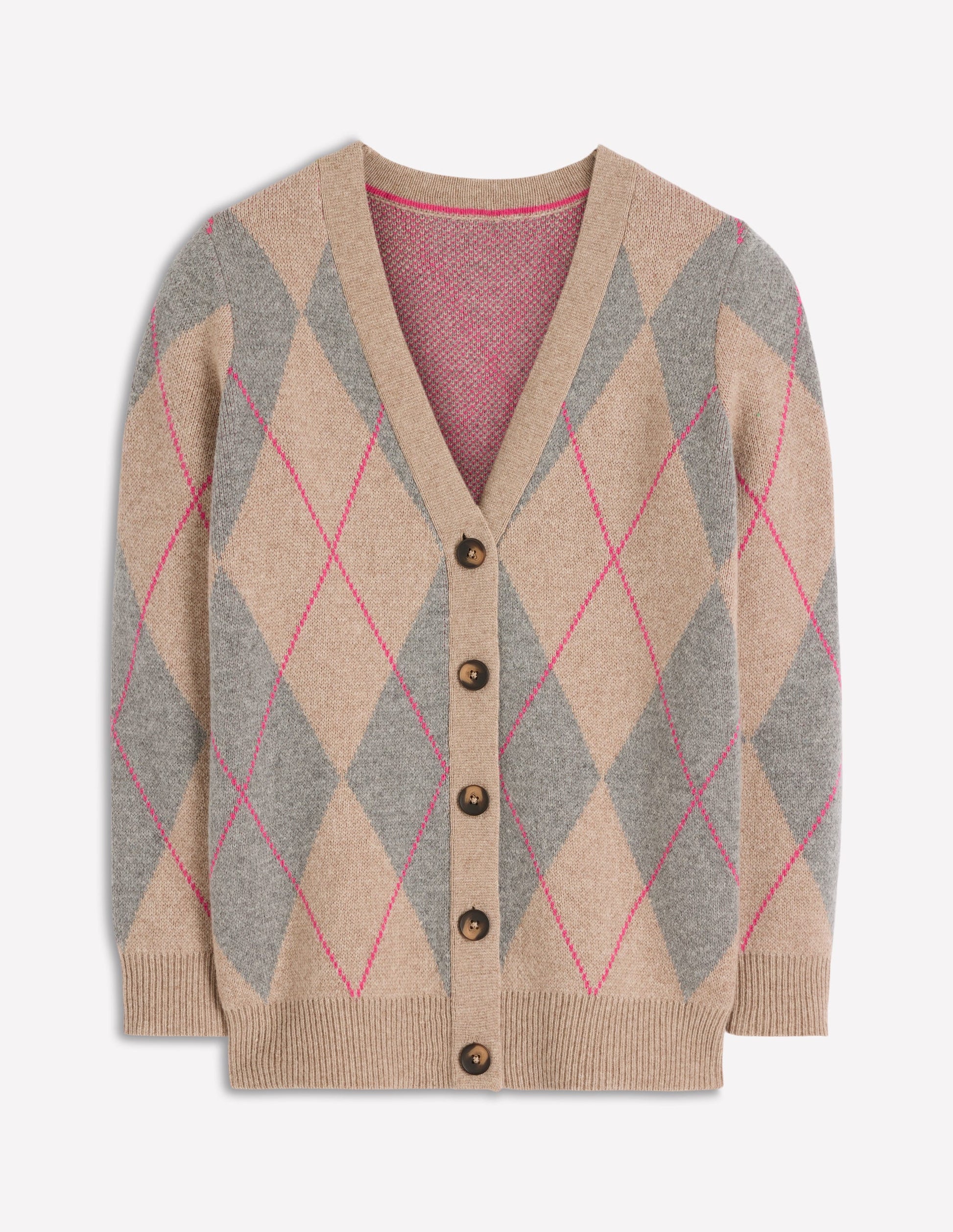 Quinn Boyfriend Cardigan-Neutral Argyle-7