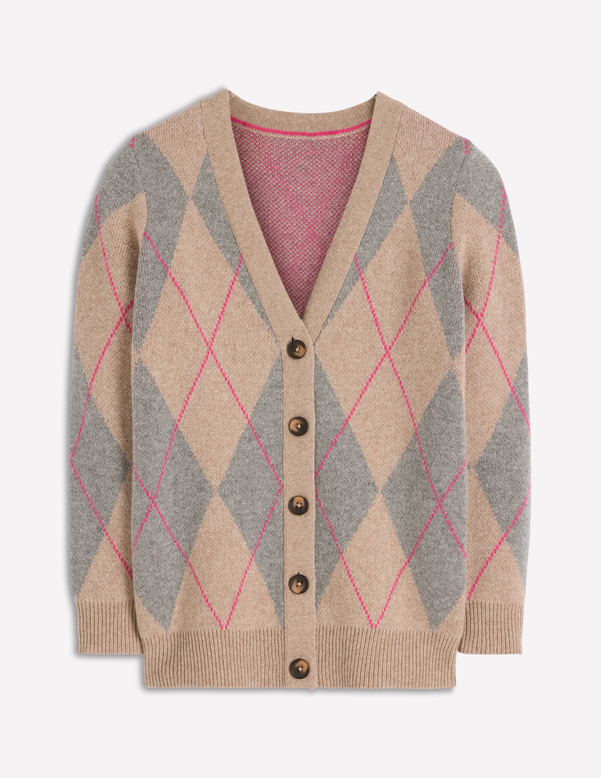 Quinn Boyfriend Cardigan-Neutral Argyle - Image 8