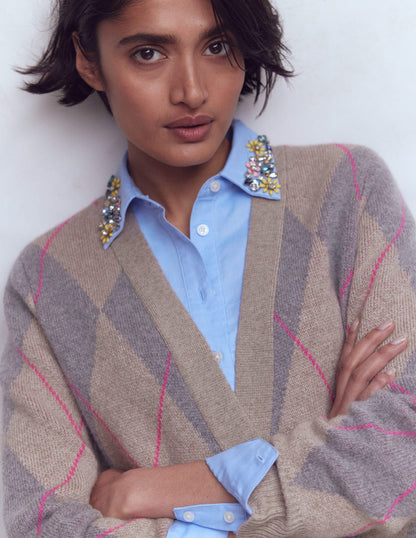 Quinn Boyfriend Cardigan-Neutral Argyle-5