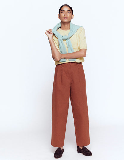 Eva Cashmere T-Shirt-Sandstone Yellow-1