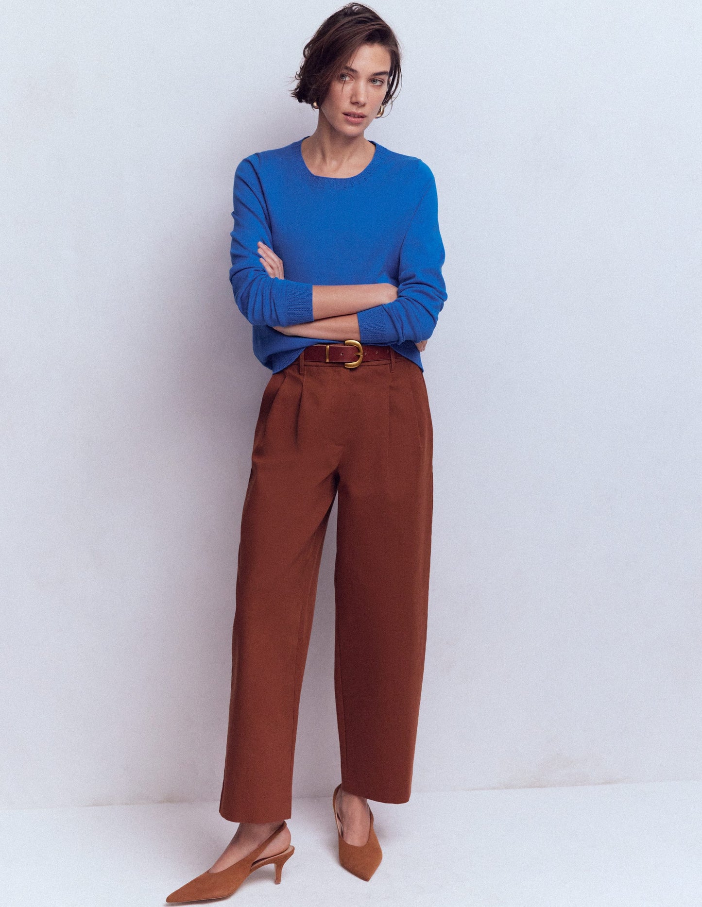 Emilia Cotton Crew Sweater-Kingfisher Blue