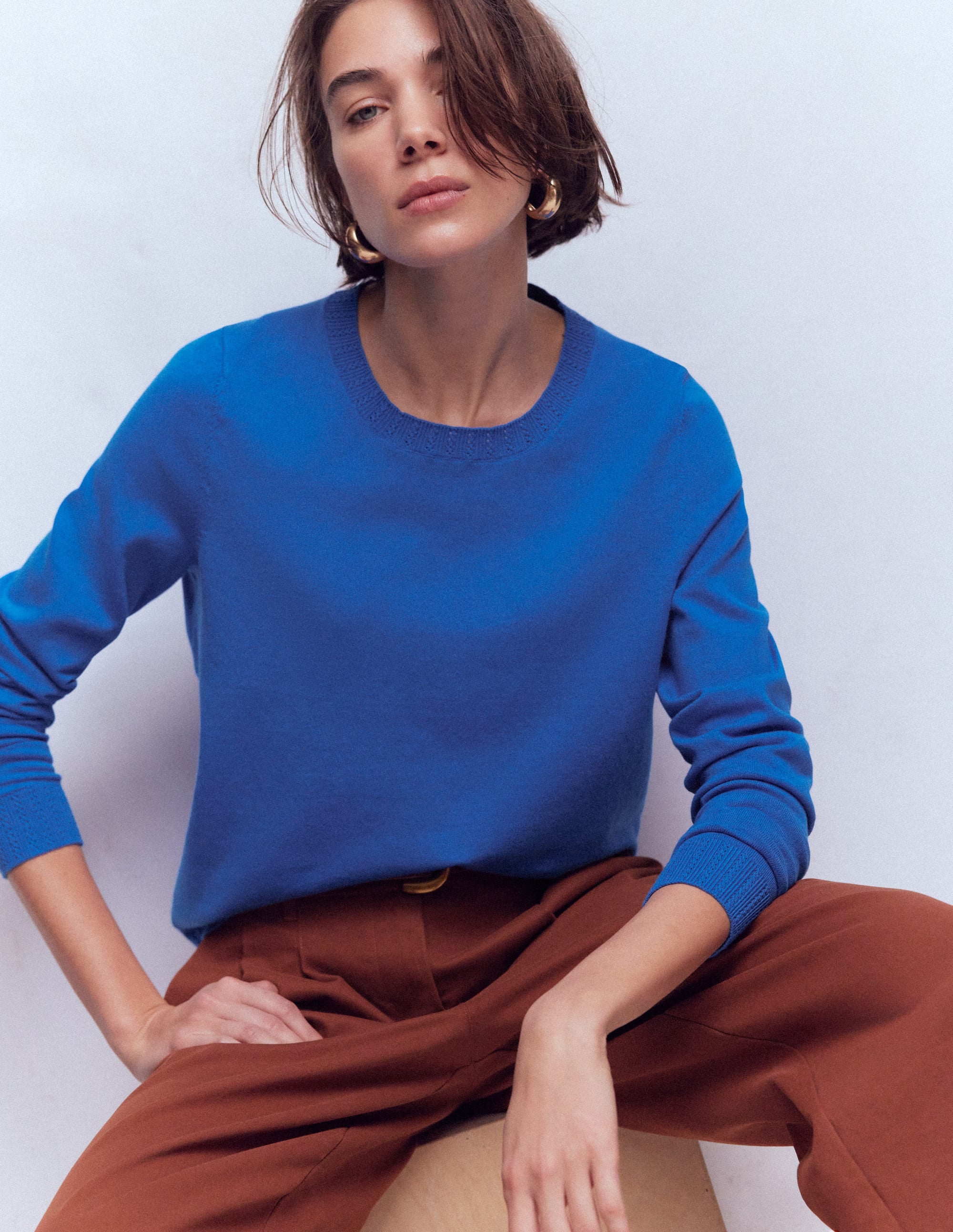Emilia Cotton Crew Sweater-Kingfisher Blue - Image 5