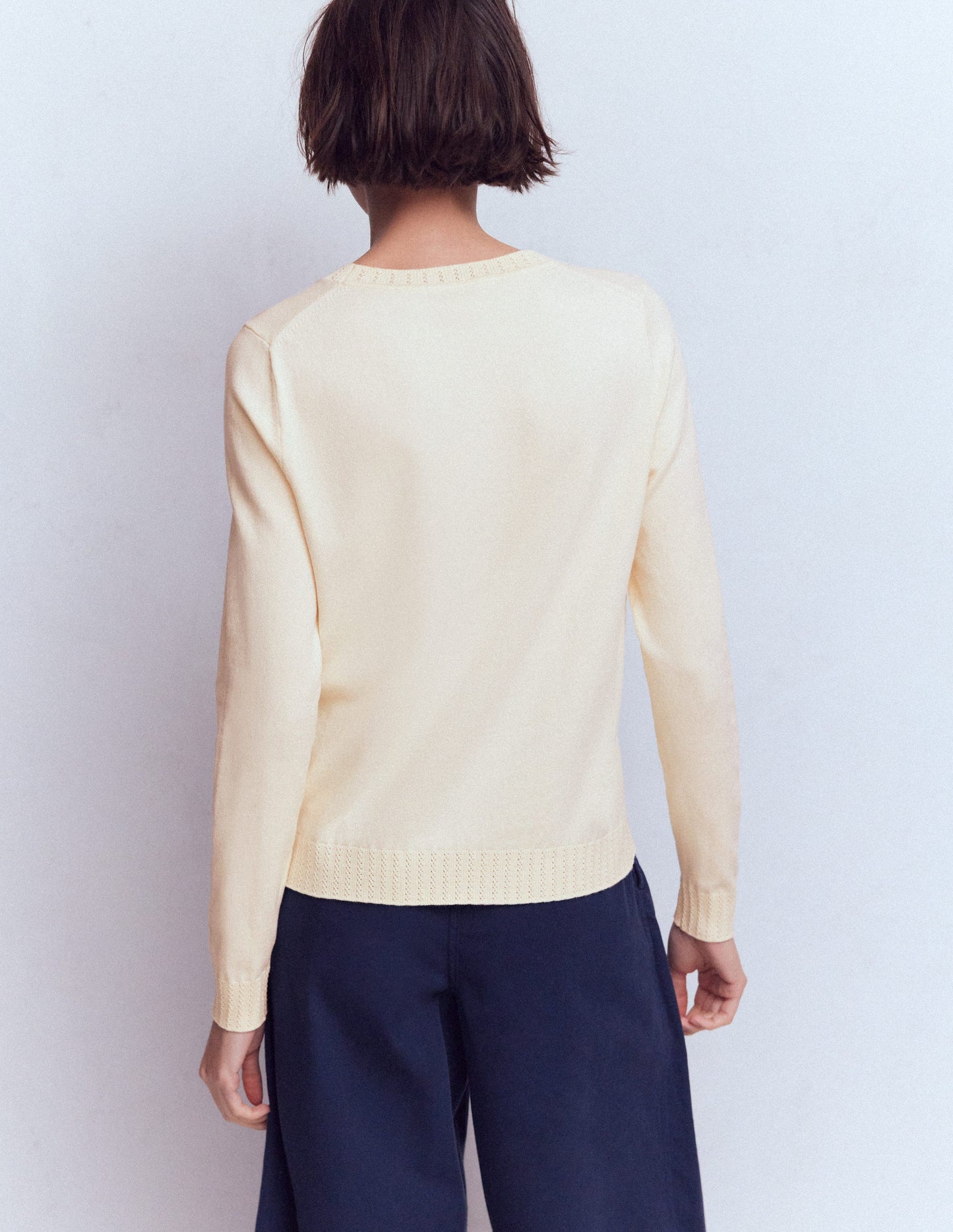 Emilia Cotton Crew Sweater-Warm Ivory