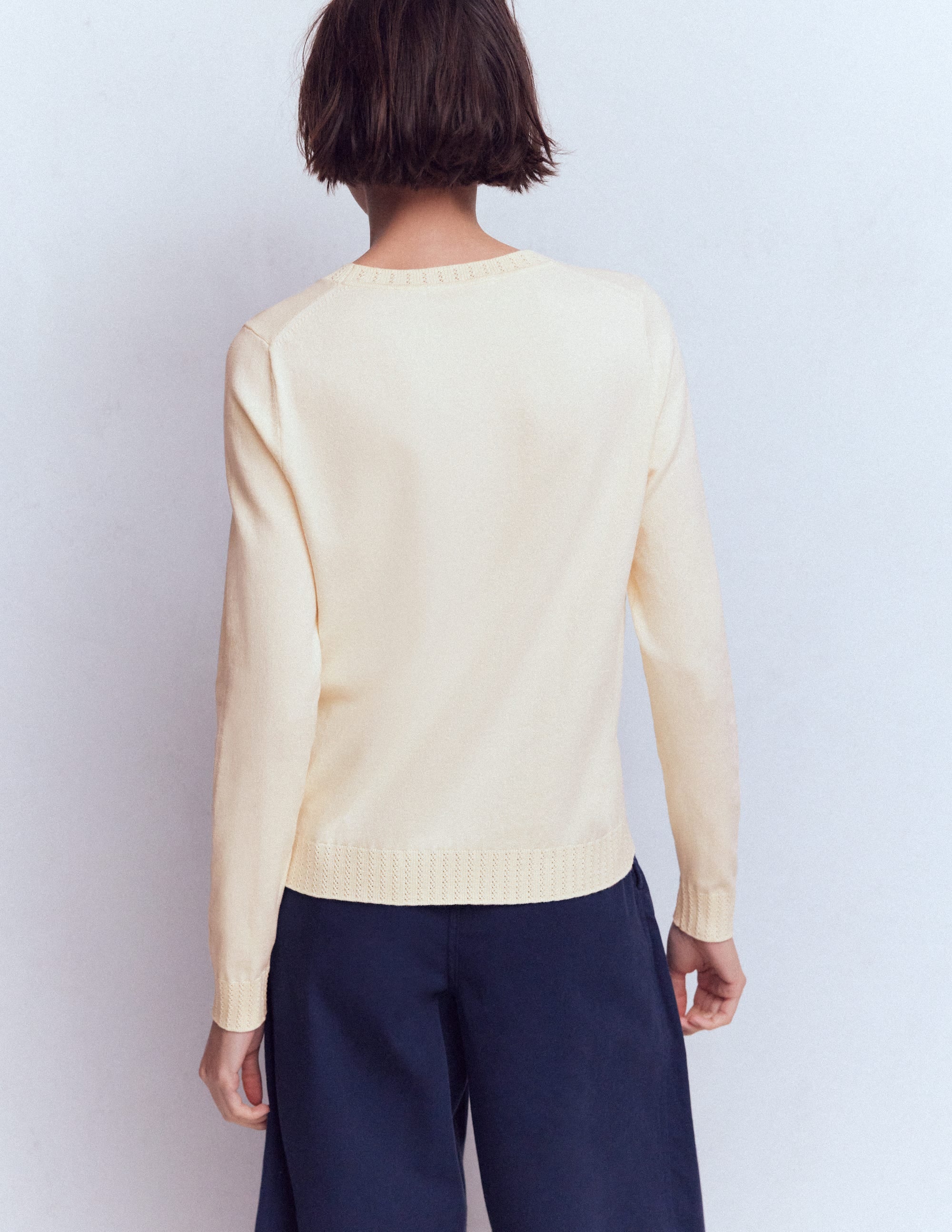 Emilia Cotton Crew Sweater-Warm Ivory - Image 3