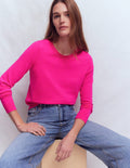 Emilia Cotton Crew Sweater-Pink Peony