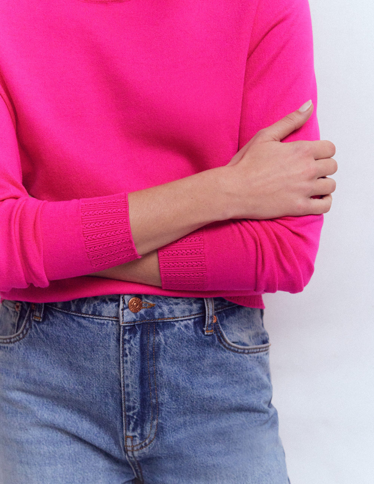 Emilia Cotton Crew Sweater-Pink Peony - Image 2