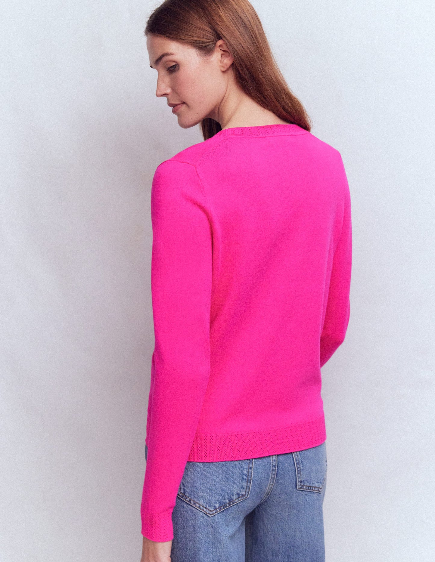 Emilia Cotton Crew Sweater-Pink Peony