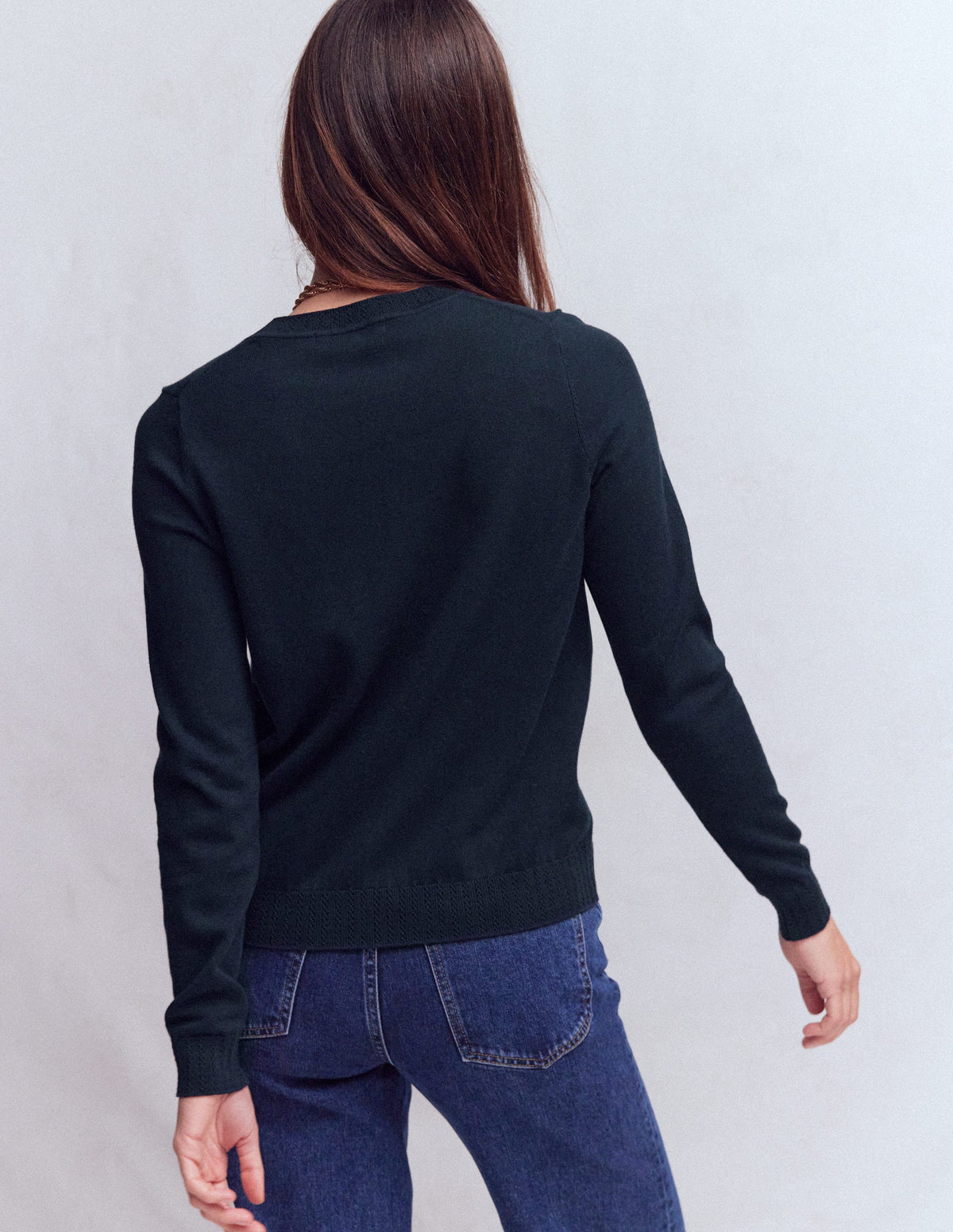 Emilia Cotton Crew Sweater-Navy - Image 3