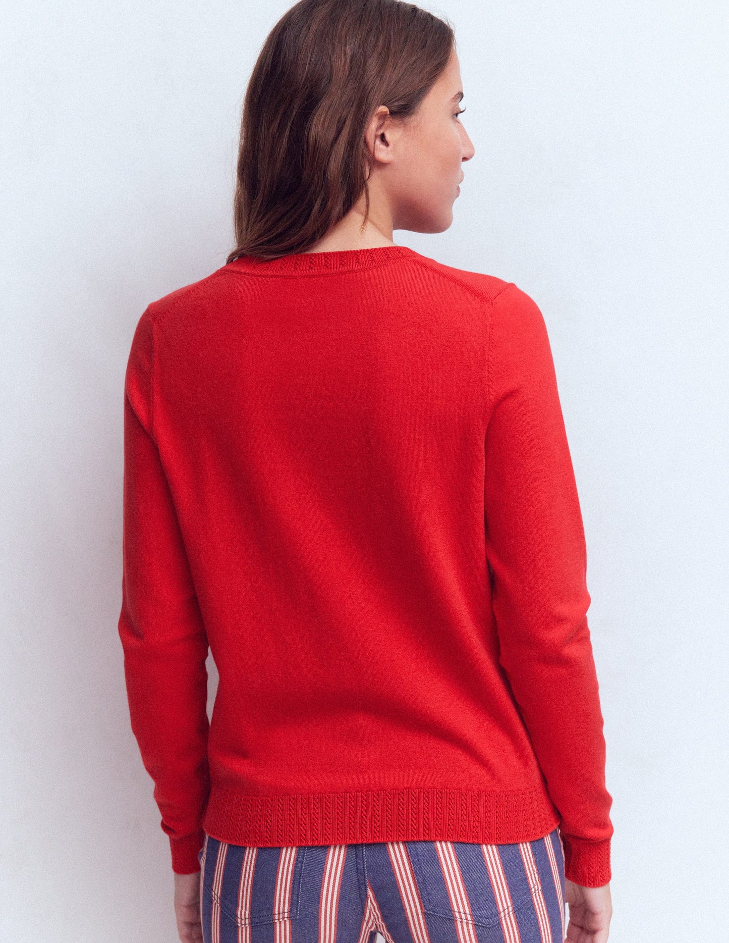 Emilia Cotton Crew Sweater-Salsa Red