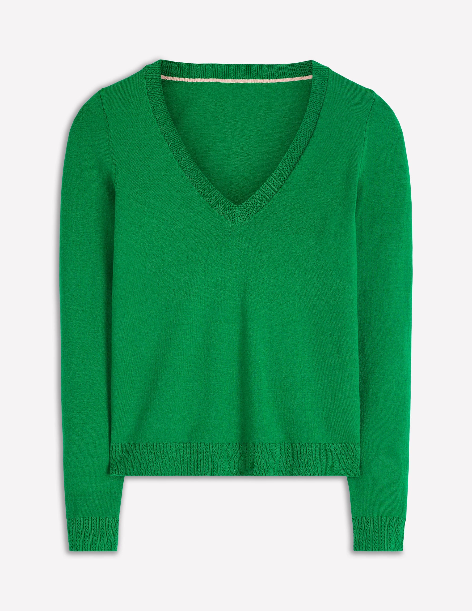 Emilia Cotton V Neck Sweater-Rich Emerald - Image 5