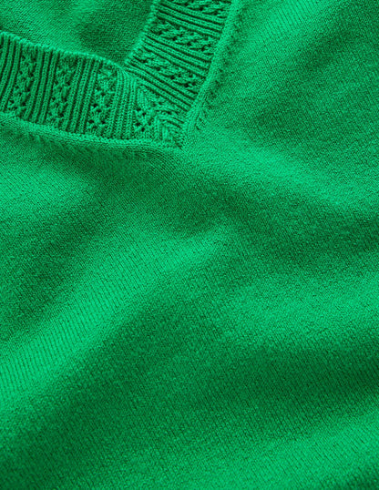 Emilia Cotton V Neck Sweater-Rich Emerald-6