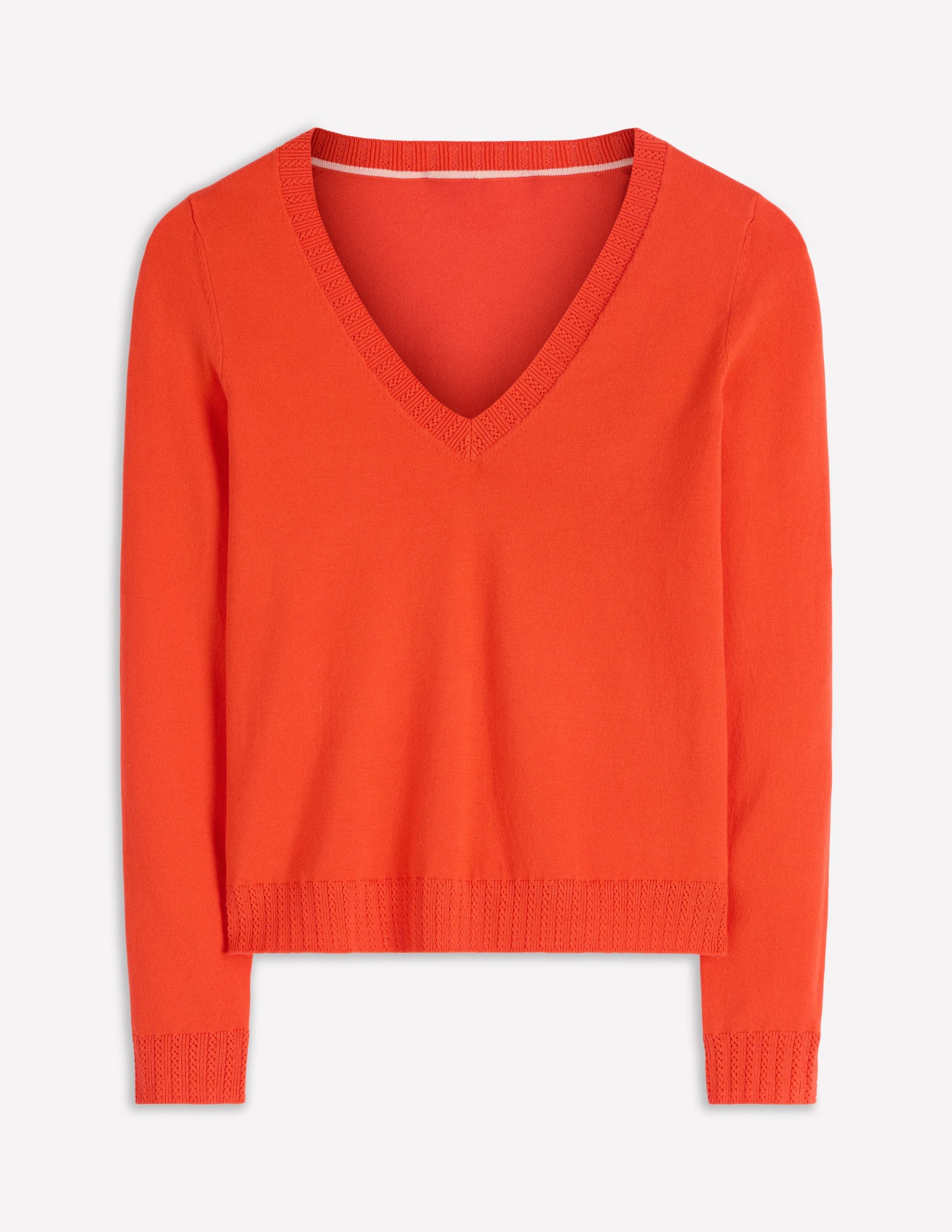 Emilia Cotton V Neck Sweater-Sunset Orange-5