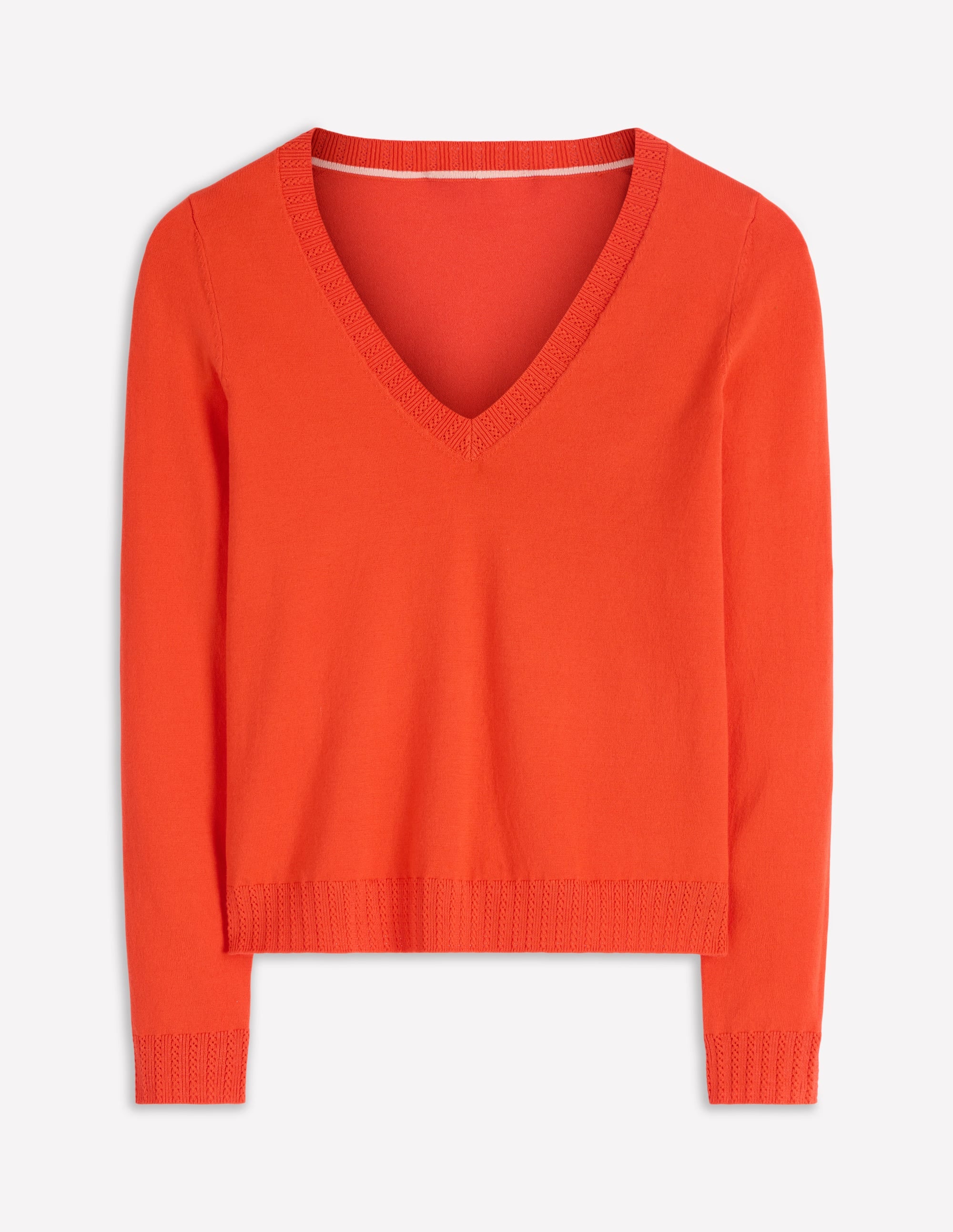 Emilia Cotton V Neck Sweater-Sunset Orange - Image 5
