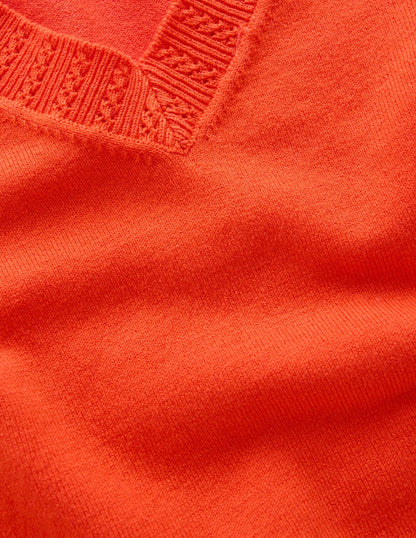 Emilia Cotton V Neck Sweater-Sunset Orange-6