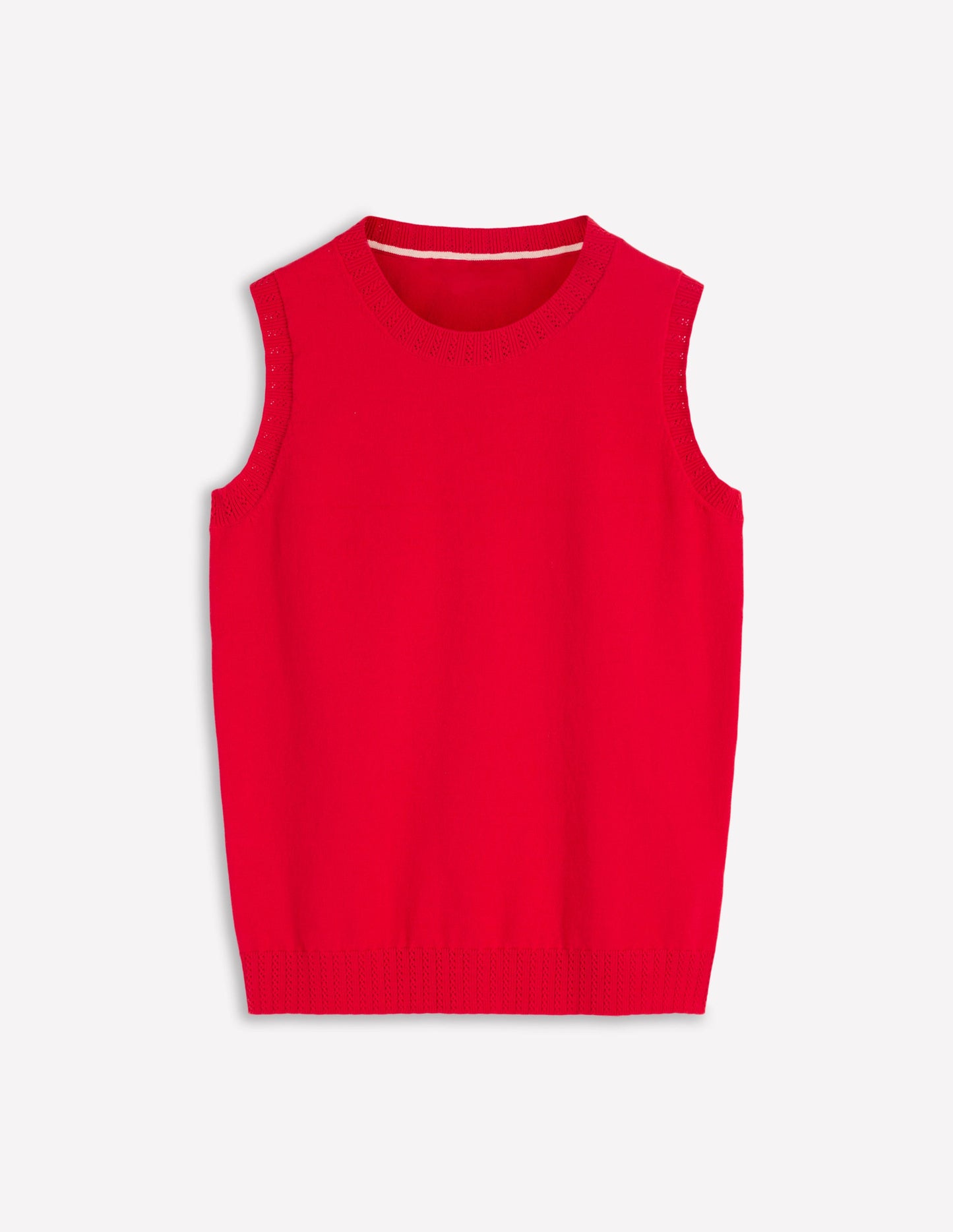 Emilia Cotton Crew Neck Vest-Salsa Red
