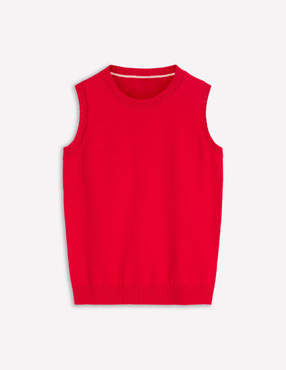 Emilia Cotton Crew Neck Vest-Salsa Red-5