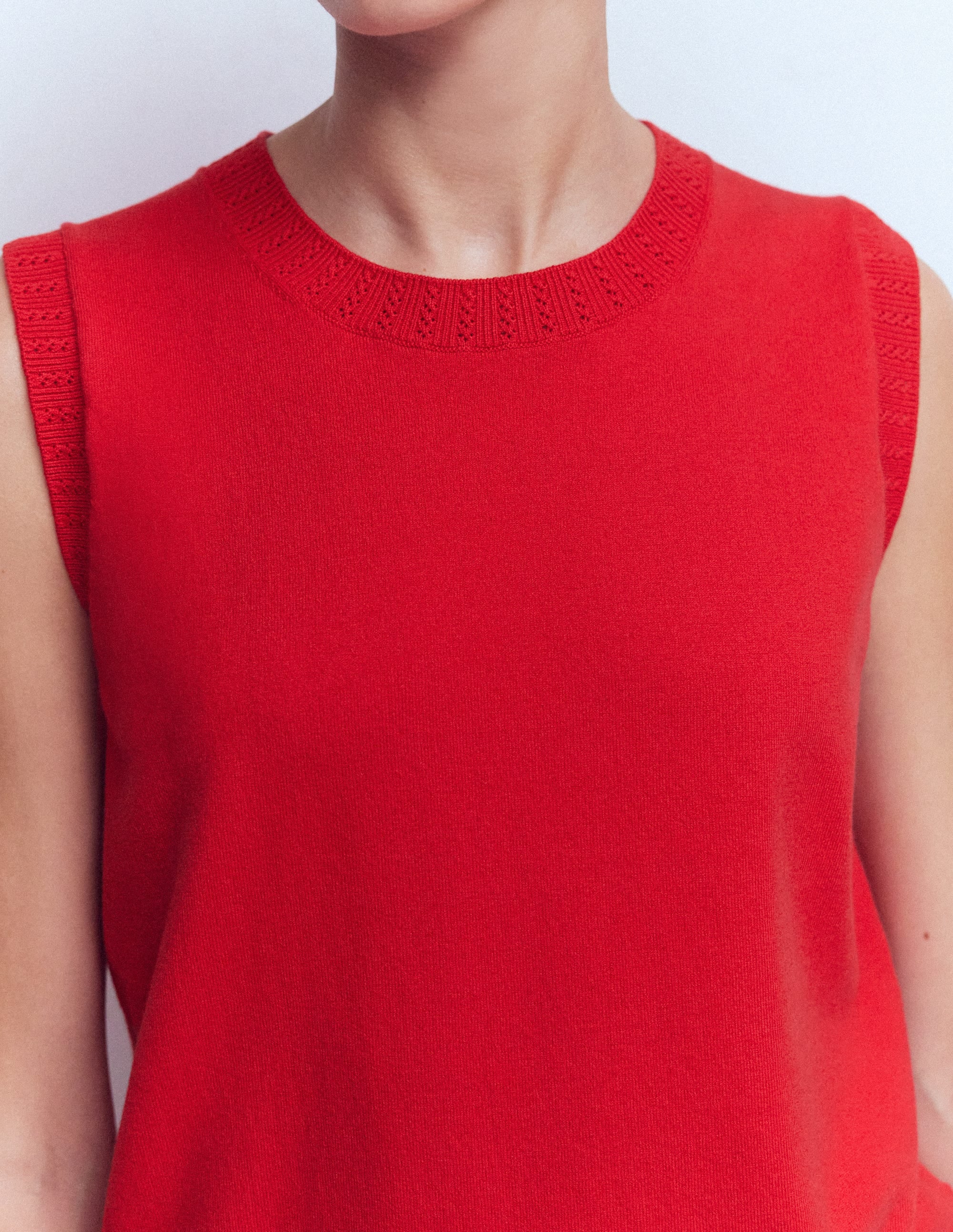 Emilia Cotton Crew Neck Vest-Merida Red - Image 2
