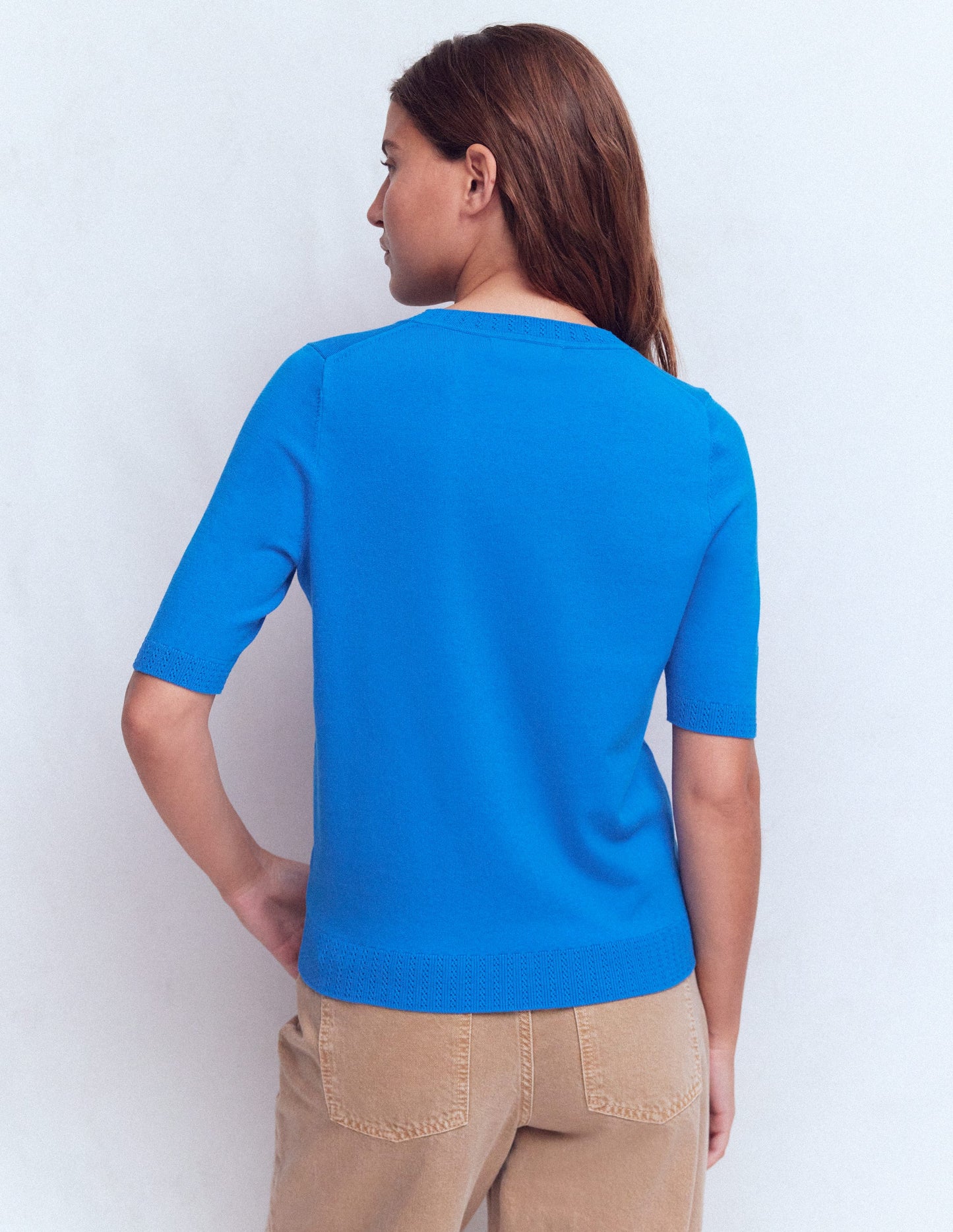 Emilia Cotton Crew T-shirt-Kingfisher Blue