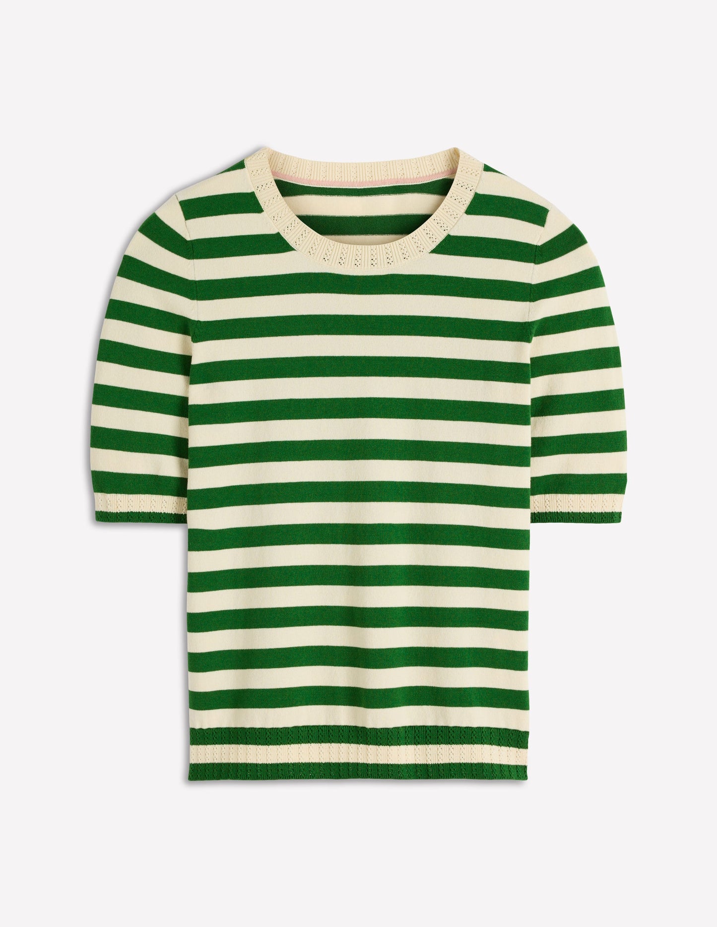Emilia Cotton Crew T-shirt-Promenade Green/ Ivory Stripe