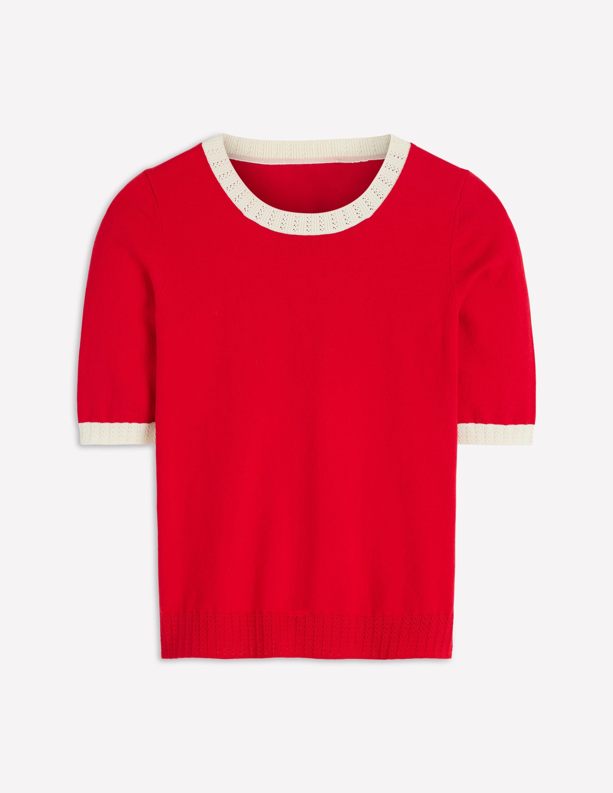 Emilia Cotton Crew T-shirt-Merida Red, Ivory - Image 5