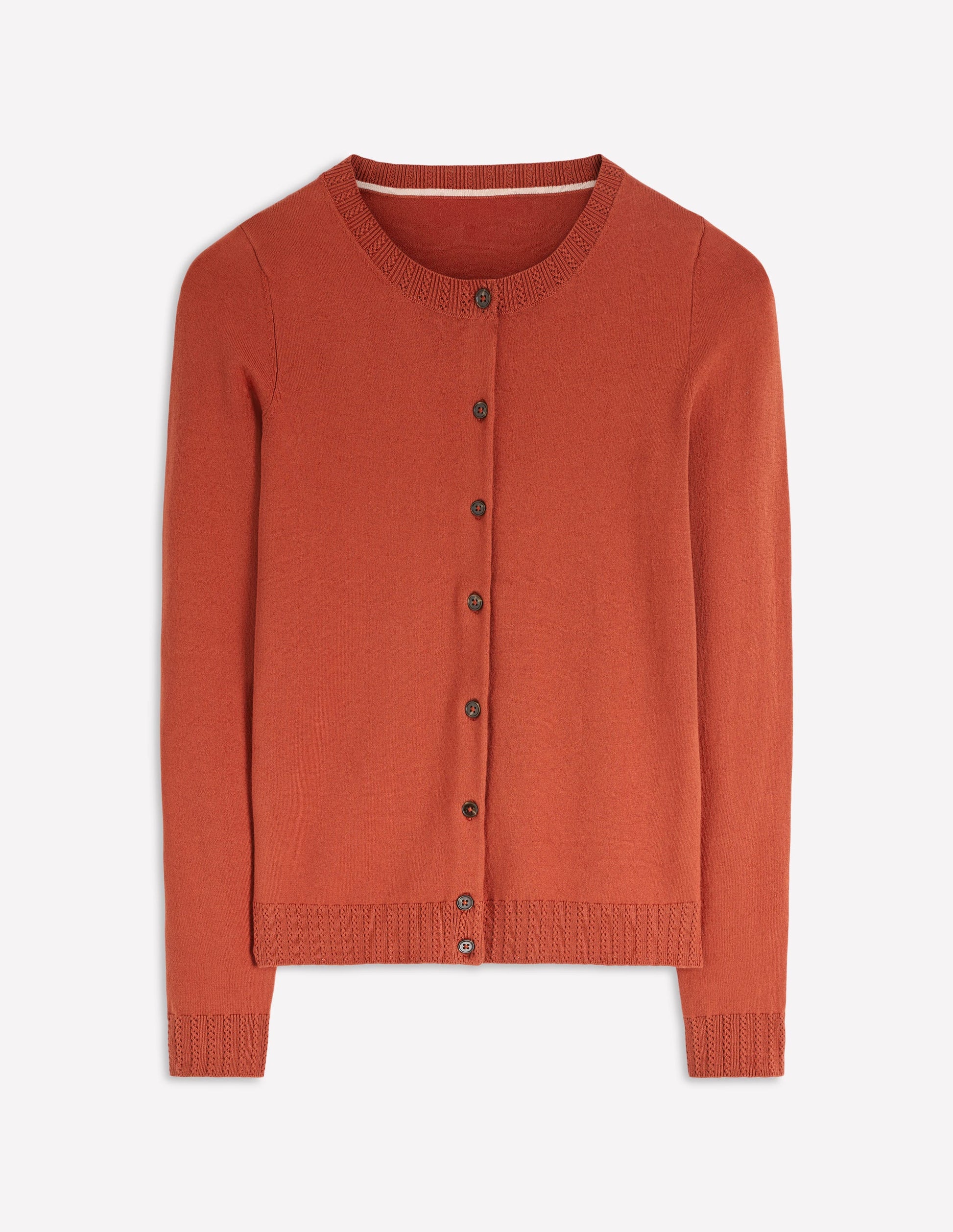 Emilia Cotton Crew Cardigan-Roasted Chestnut Brown-5