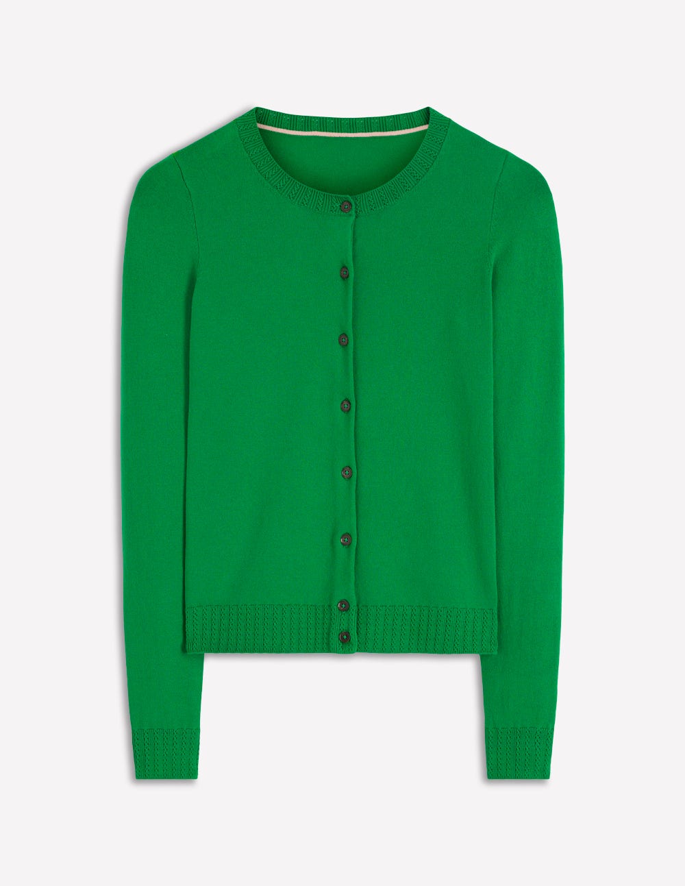 Emilia Cotton Crew Cardigan-Rich Emerald - Image 5