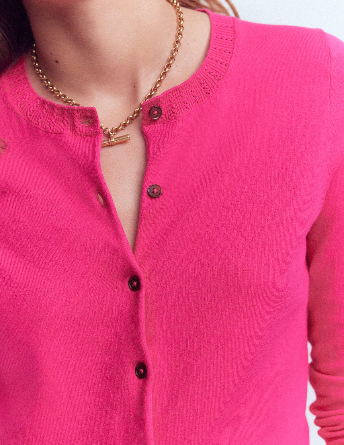 Emilia Cotton Crew Cardigan-Pink Peony - Image 2