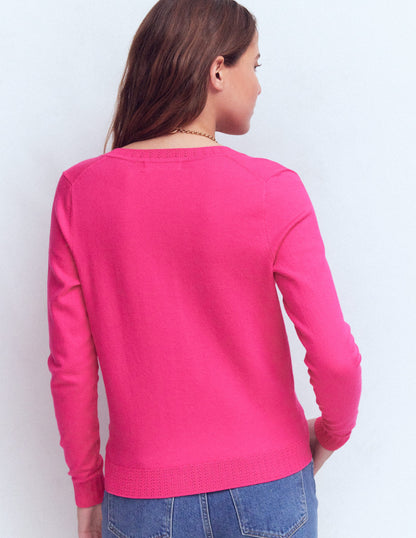 Emilia Cotton Crew Cardigan-Pink Peony-3