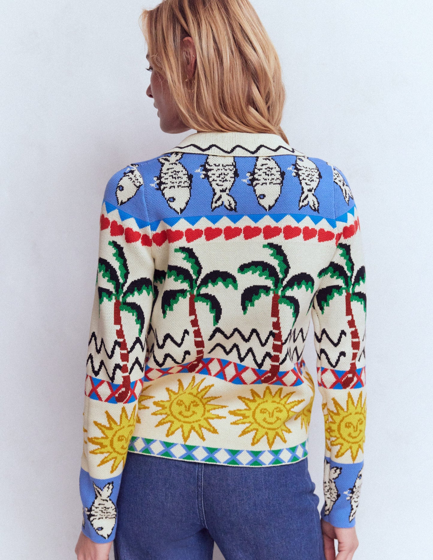 Jacquard Knitted Shacket-Warm Ivory, Novelty