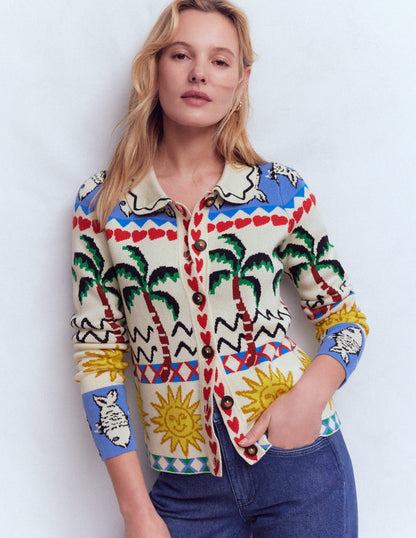 Jacquard Knitted Shacket-Warm Ivory, Novelty-4