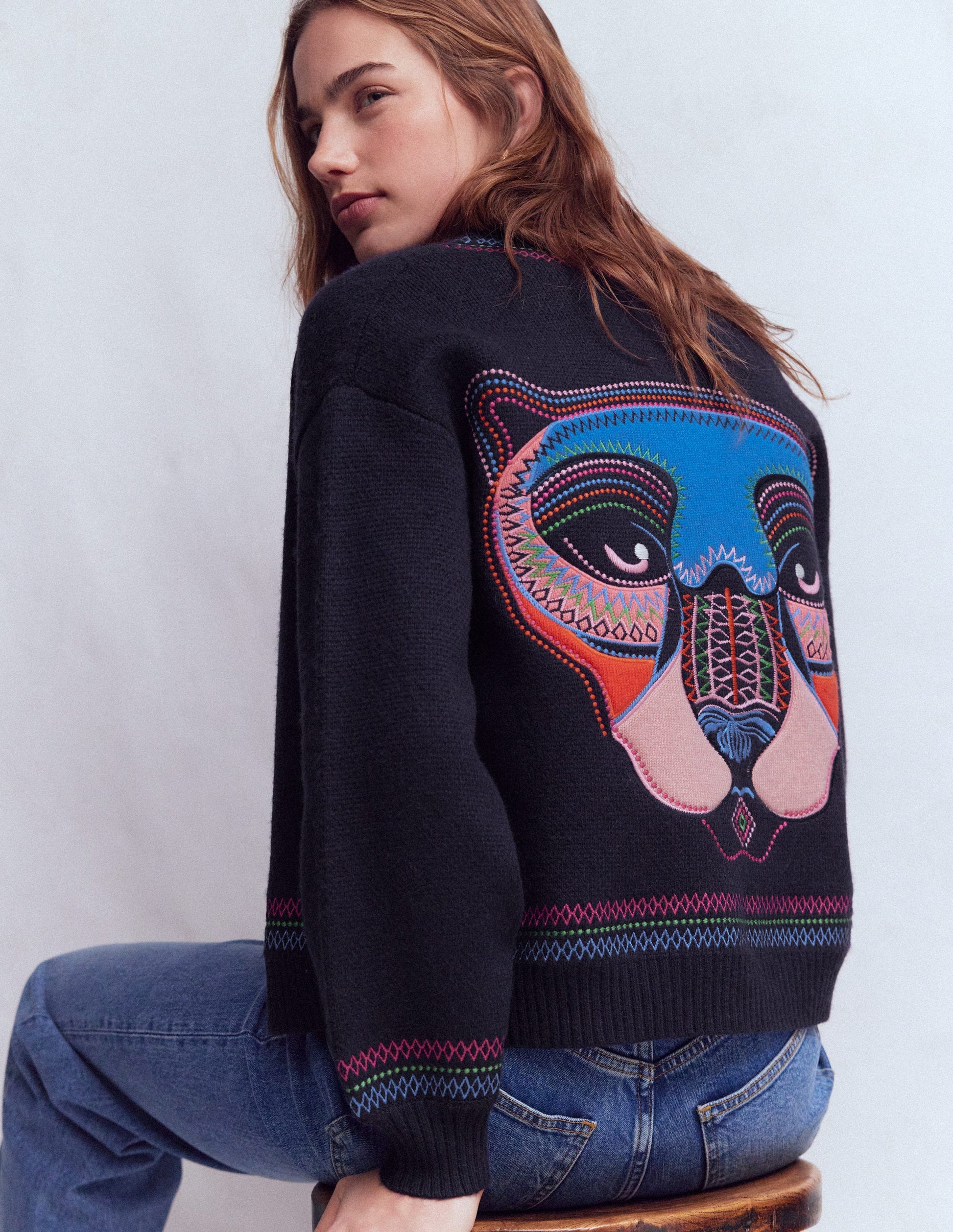 Abi Jacquard Cardigan-Navy, Tiger-3