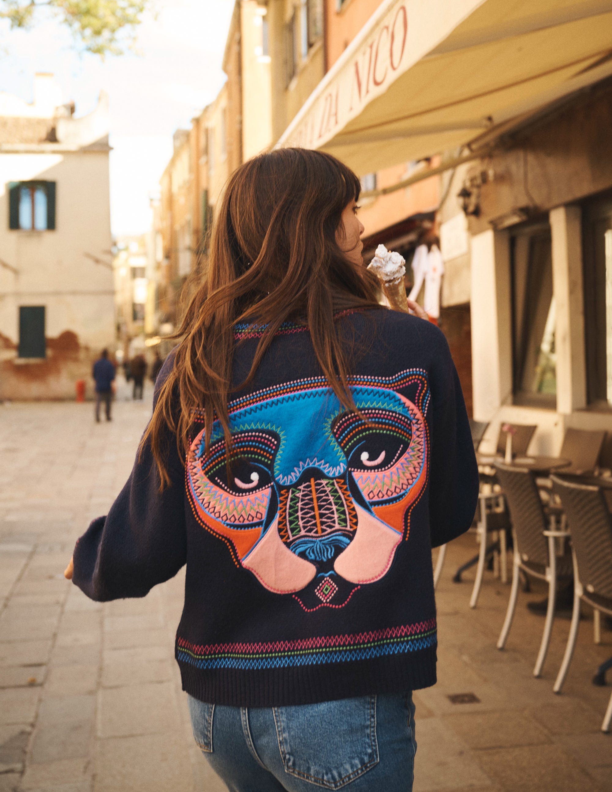 Abi Jacquard Cardigan-Navy, Tiger | Boden USA