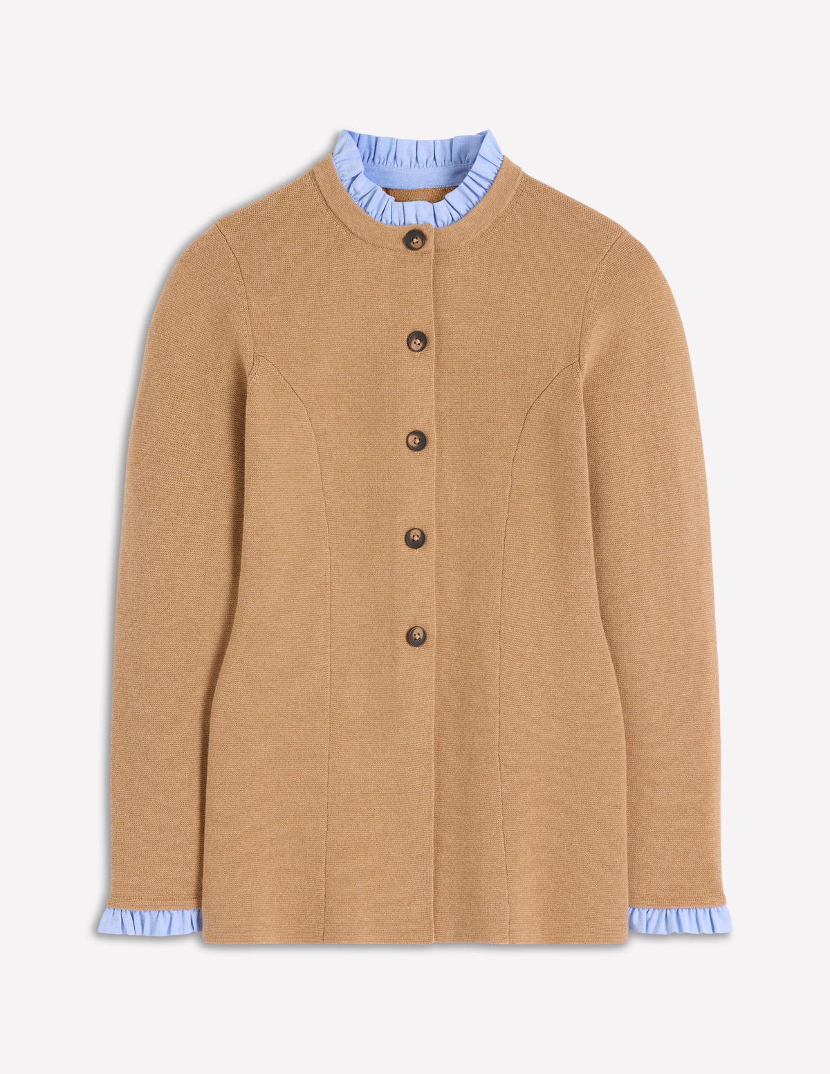 Joanna Fitted Knitted Jacket-Camel Melange - Image 6