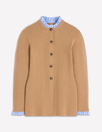 Joanna Fitted Knitted Jacket-Camel Melange-6