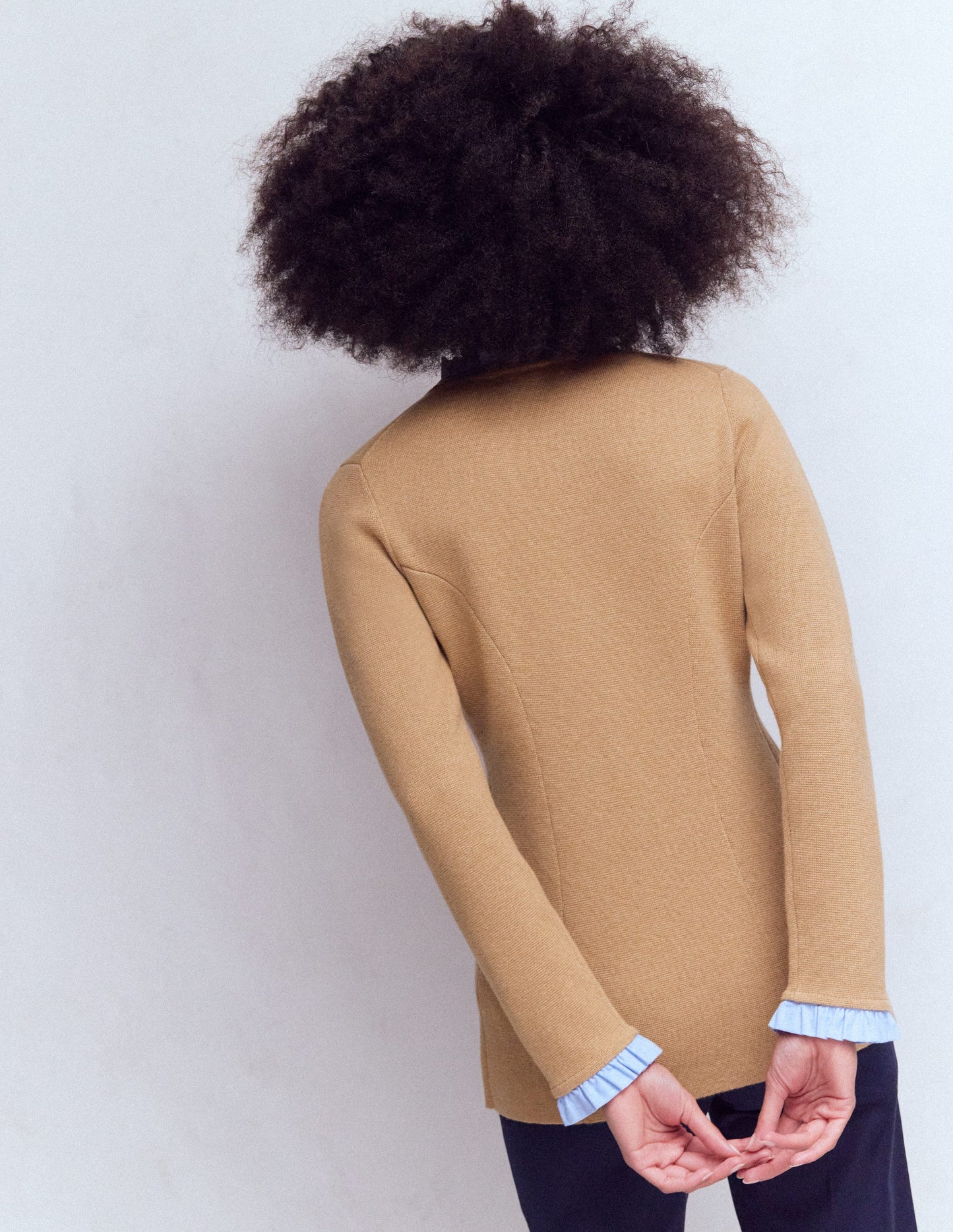 Joanna Fitted Knitted Jacket-Camel Melange