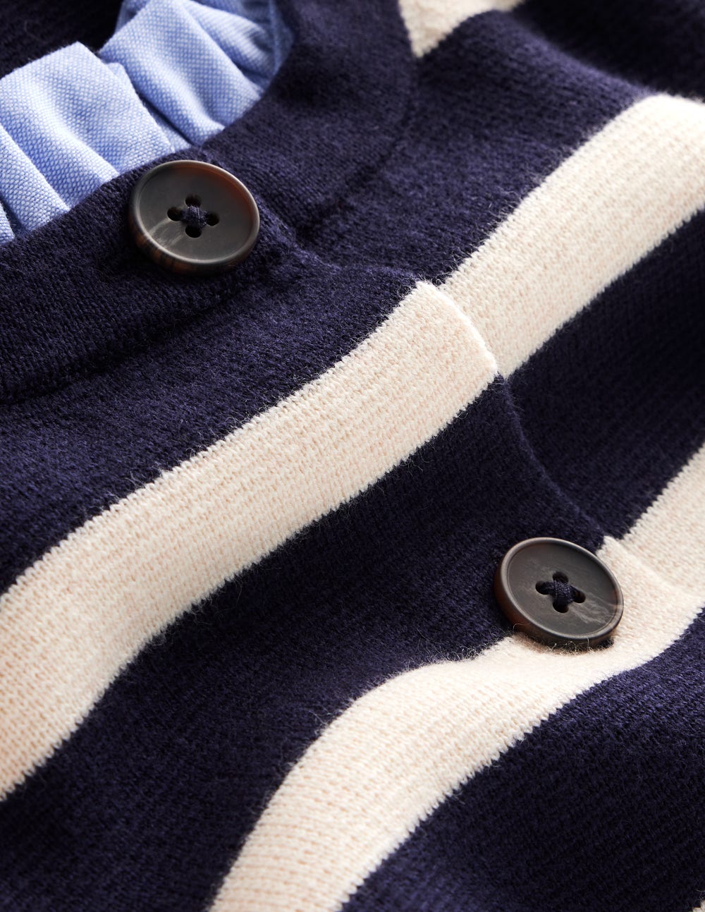 Joanna Fitted Knitted Jacket-Navy/ Warm Ivory Stripe - Image 7